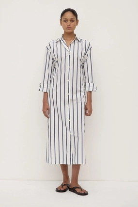 Nara Stripe Shirt Dress Side Slit