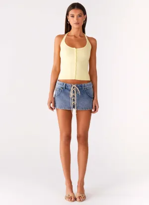 Nashville Denim Skort - Blue Detachable Tie Non Restrictive Fit