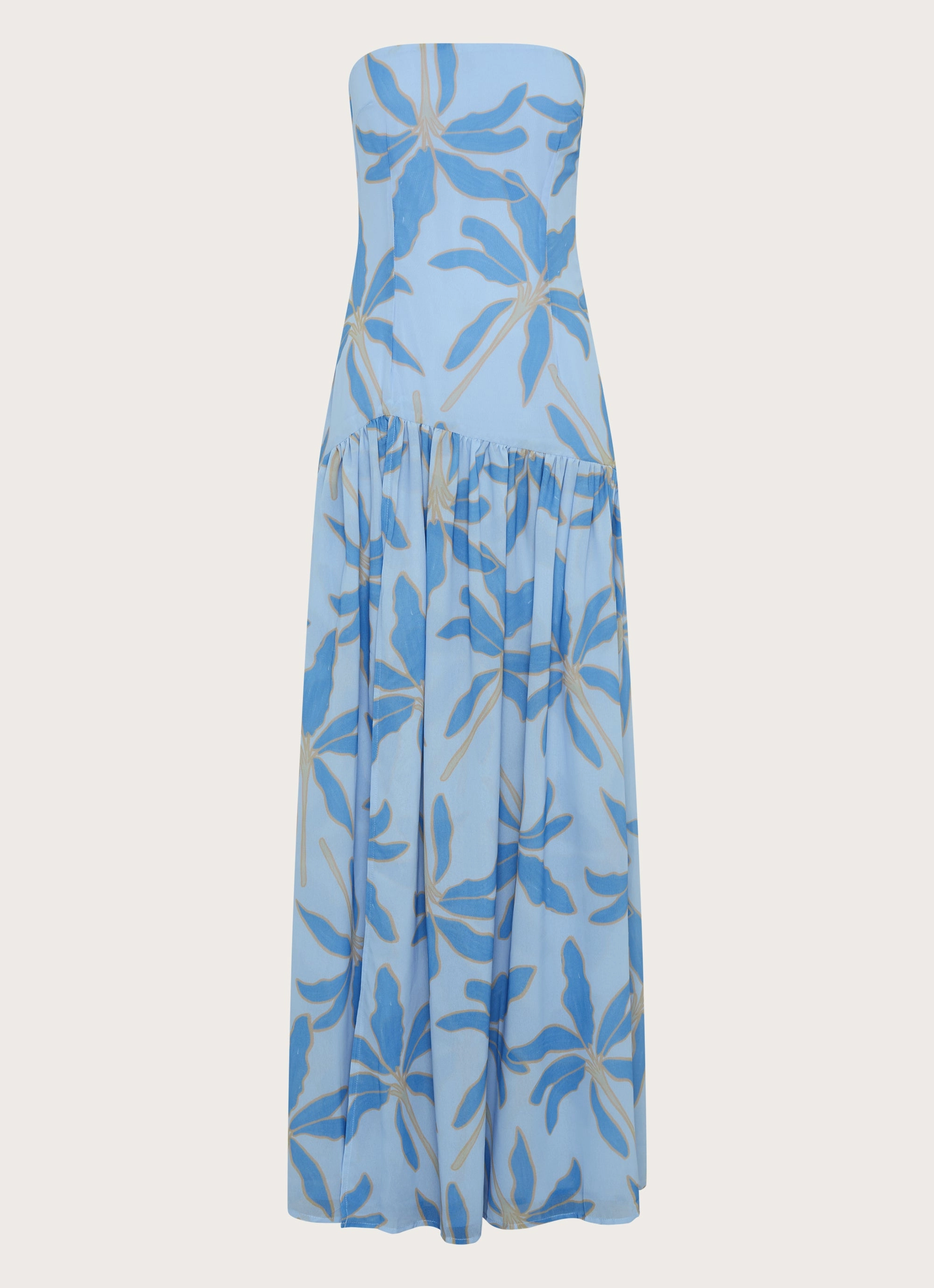 Soft Detail Gemstone-Detail Eden Strapless Maxi Dress - Opulent Blue