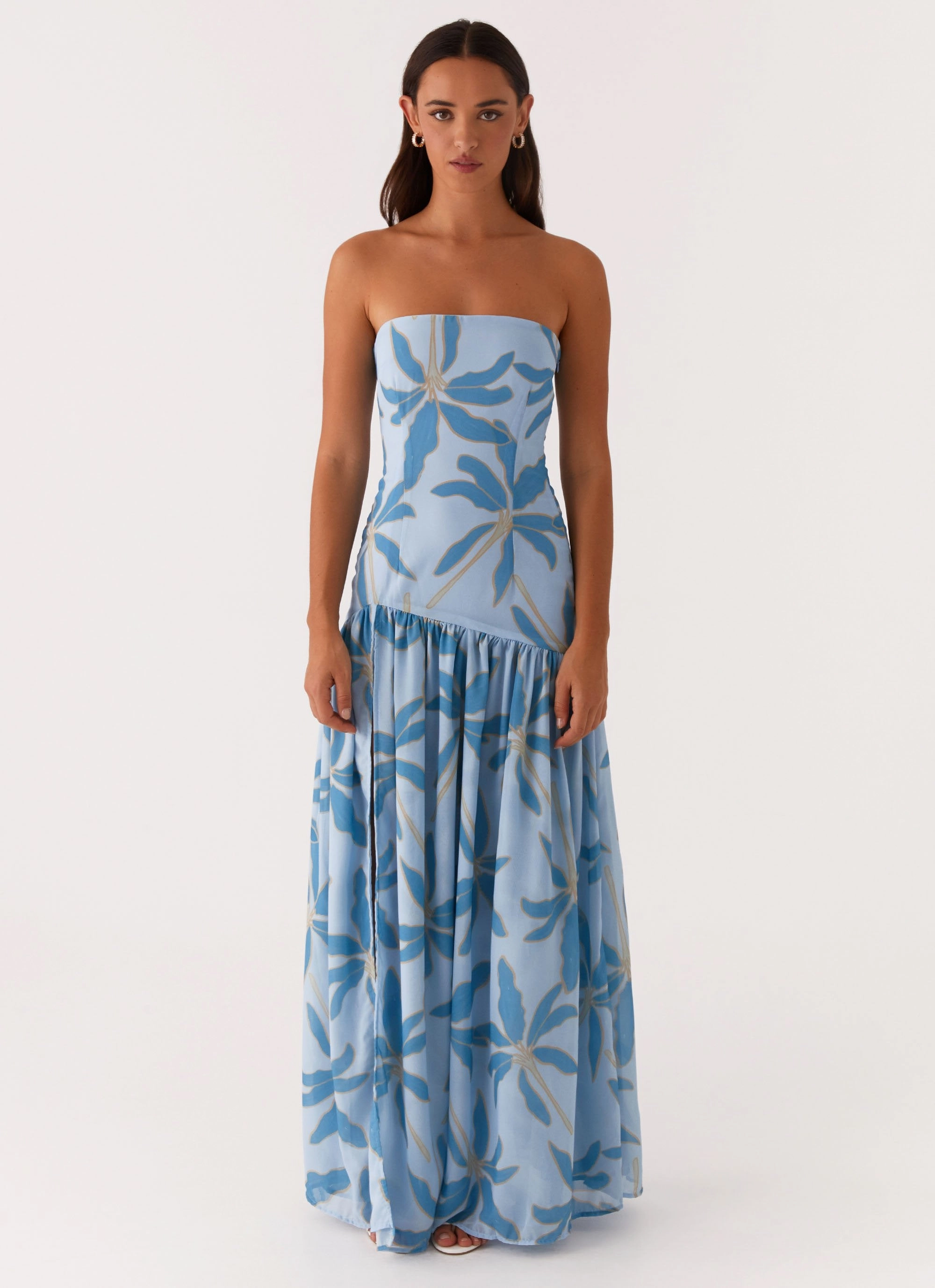 Eden Strapless Maxi Dress - Opulent Blue Linen Soft Modern Waist