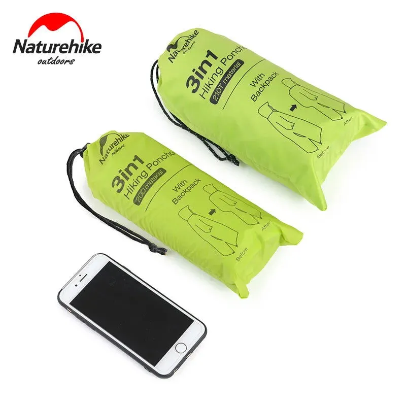 Naturehike Outdoor mountaineering walking 3 in 1 poncho Triad to groundsheet awning raincoat outdoor raincoat