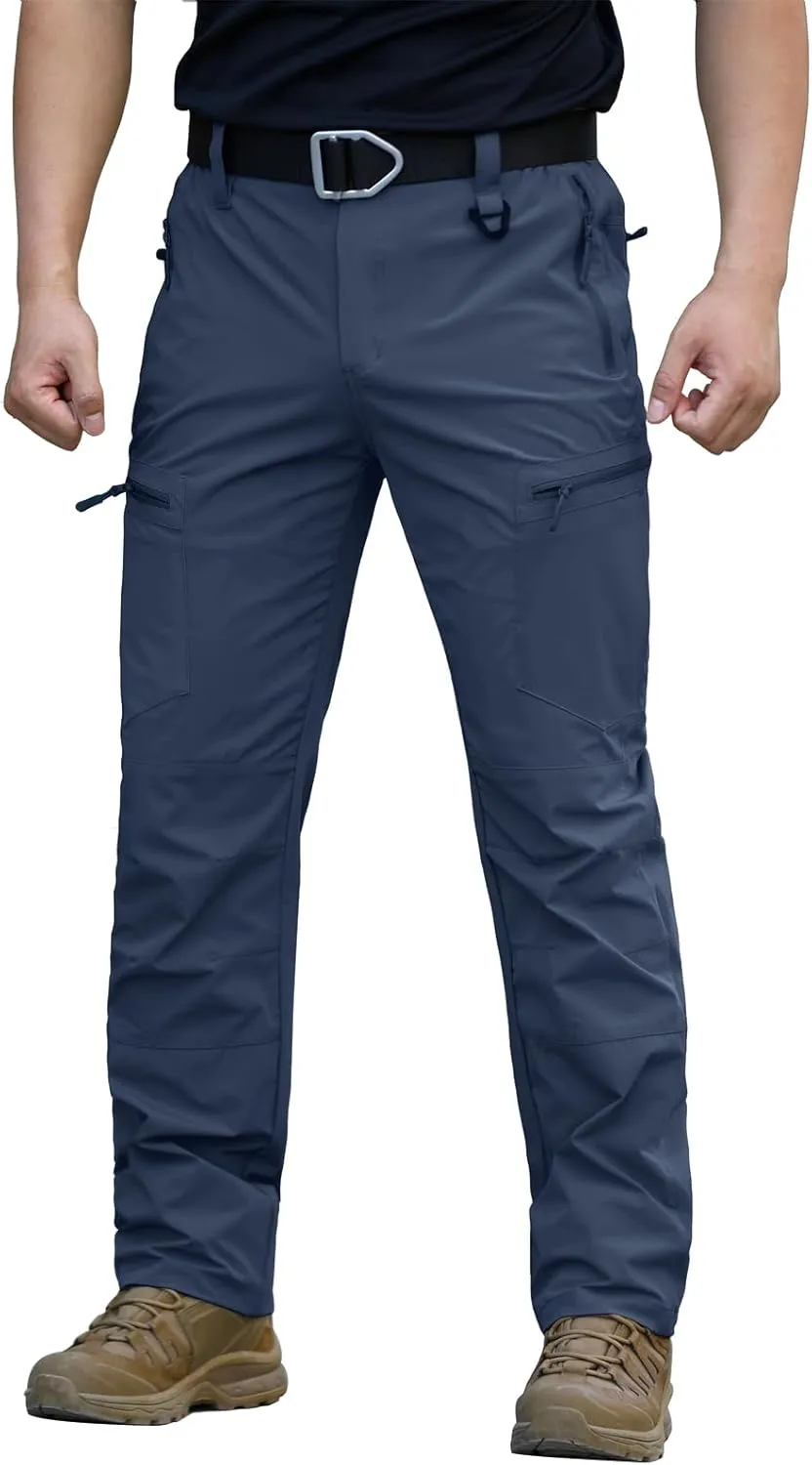 NAVEKULL Men's Lightweight Hiking Pants Quick Dry Stretch Fishing Tactical Work Pants with Zipper Pockets
