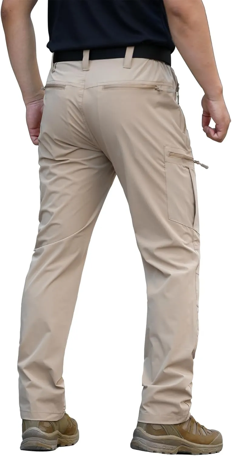 NAVEKULL Men's Lightweight Hiking Pants Quick Dry Stretch Fishing Tactical Work Pants with Zipper Pockets