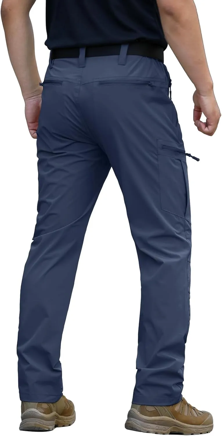 NAVEKULL Men's Lightweight Hiking Pants Quick Dry Stretch Fishing Tactical Work Pants with Zipper Pockets