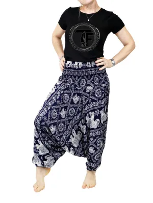 Navy Blue Elephant Harem Pants Women Hippie Hippy Yoga Pants Comfy Loungewear Gypsy Boho Jumpsuits Aladdin Loose Clothing Baggy Festival