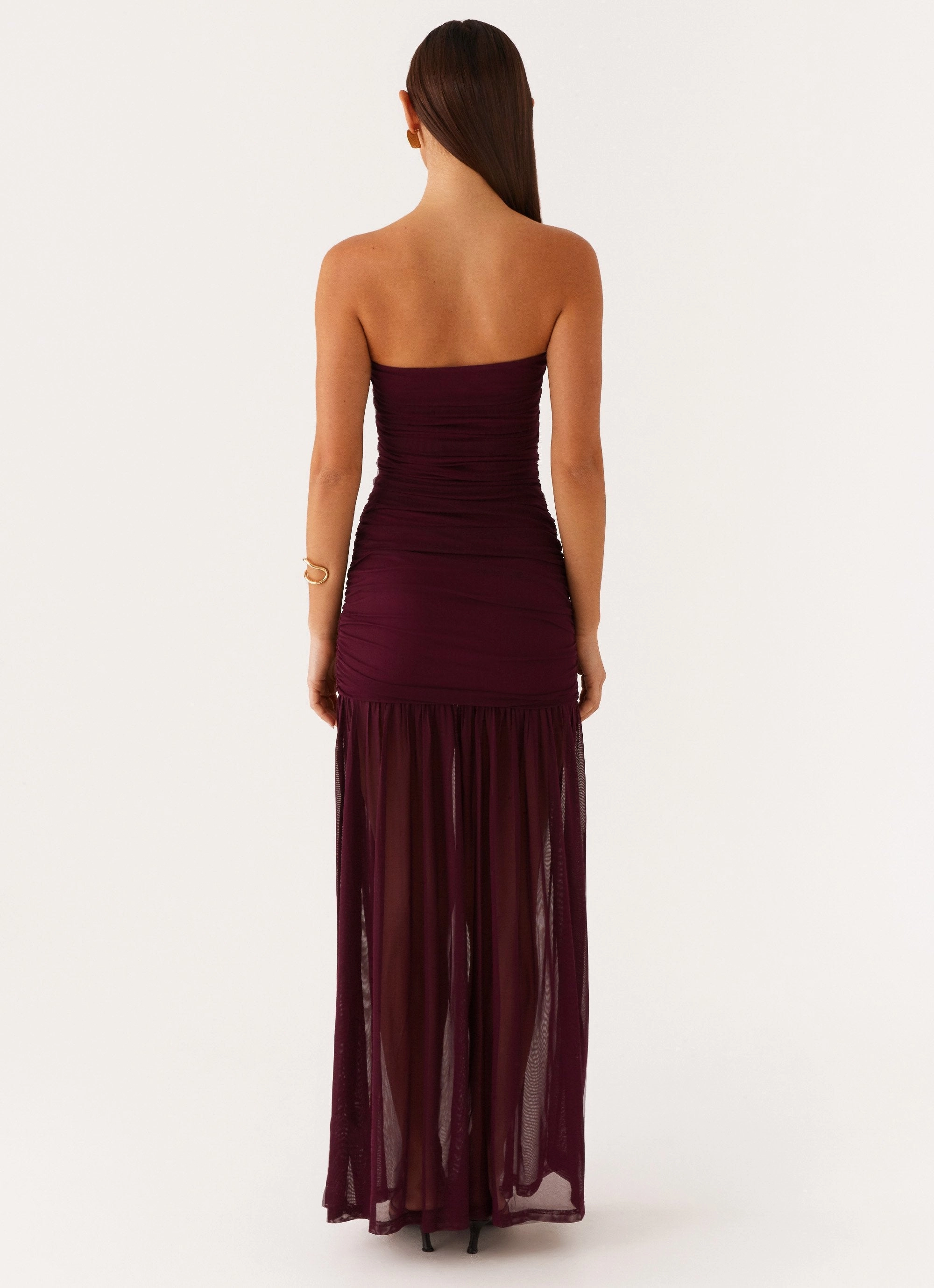 Anniversary-Event Flared-Hem Savaya Maxi Dress - Mulberry