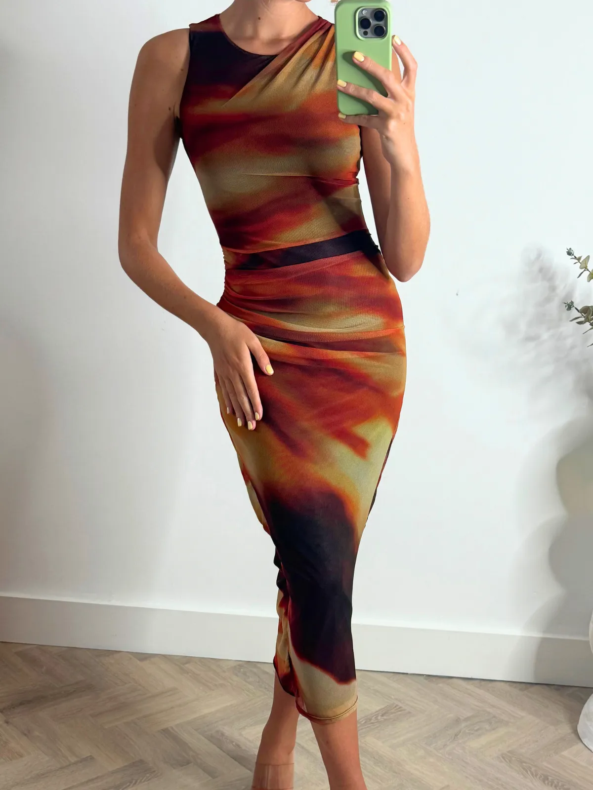 Naya Mesh Sleeveless Maxi dress / Orange Ombre Baby-Shower Social Charm