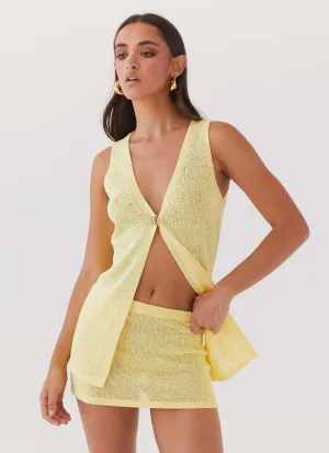 Chill Wear Capri Glow Knit Mini Skirt - Canary