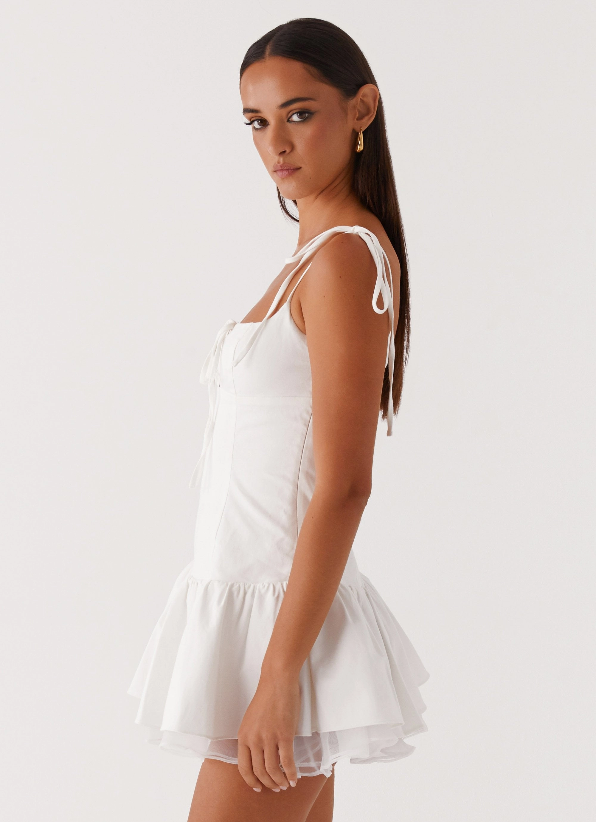 Valene Mini Dress - White Elegant formal outfit