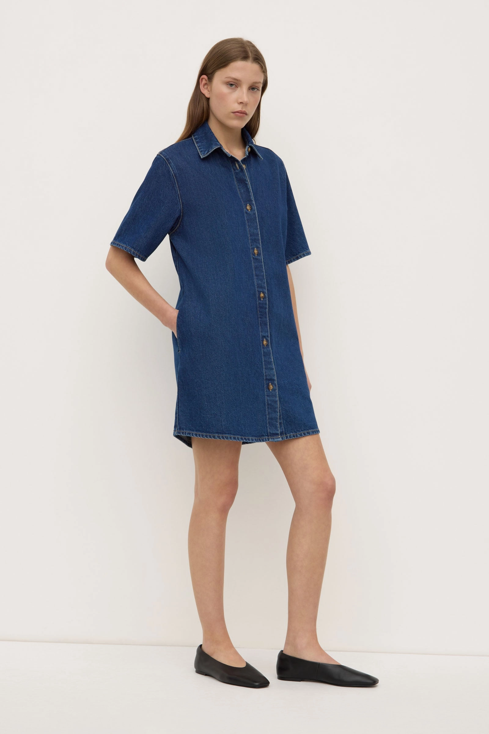Essential Layer Smart touch Neera Denim Mini Shirt Dress