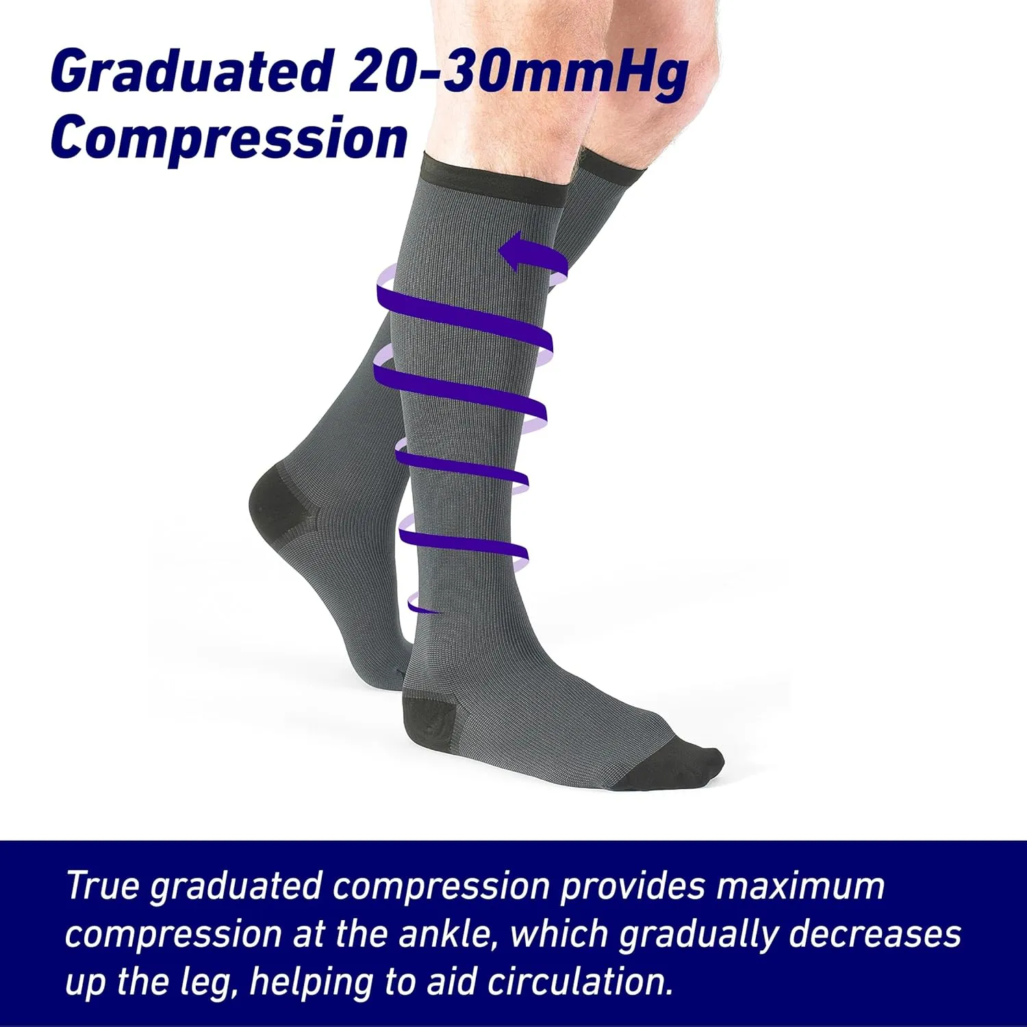 Neo G Men's Compression Socks - True Graduated Compression - Class 1 Medical Device – Grey