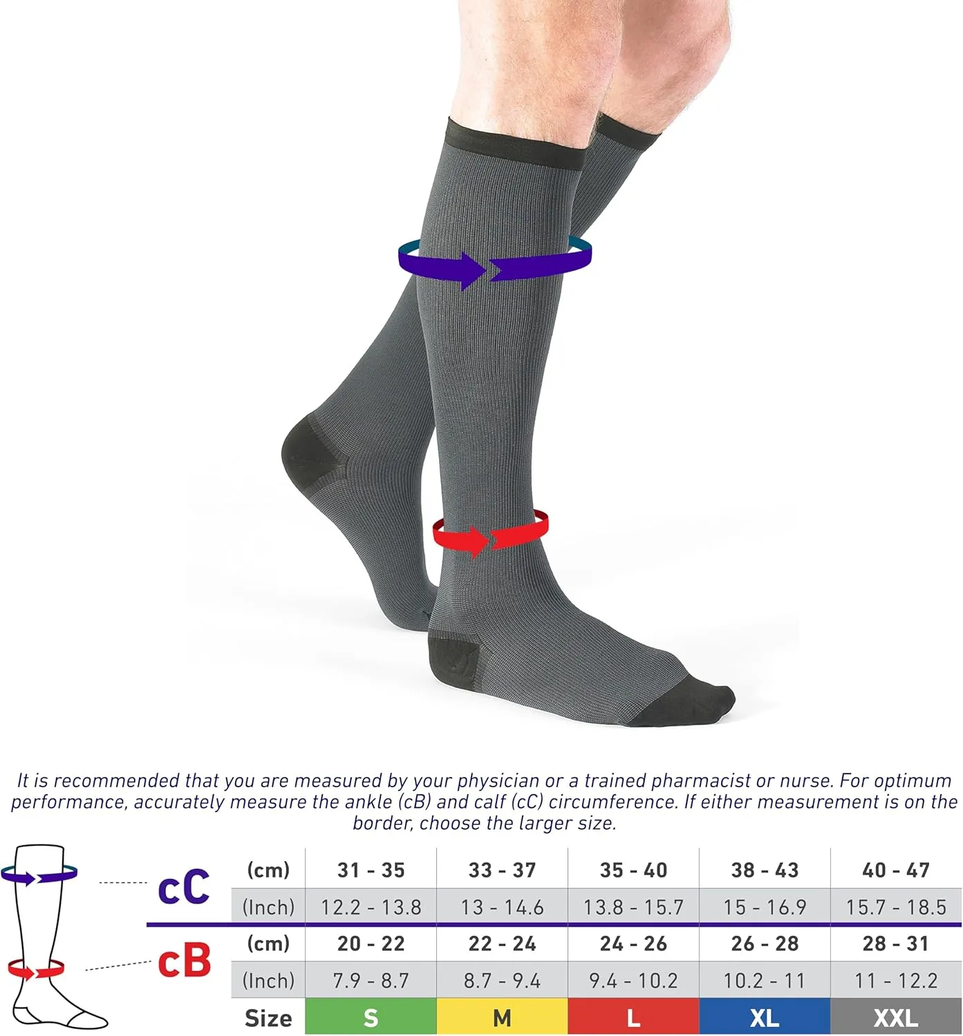 Neo G Men's Compression Socks - True Graduated Compression - Class 1 Medical Device – Grey