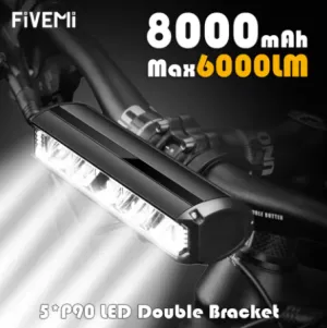 NEW 3 LED Headlight Fivemi 5LEDS Bicycle Light Front 6000LM Bike Light 8000mAh Waterproof Flashlight USB Charging MTB Road Cycling Lamp Accessories