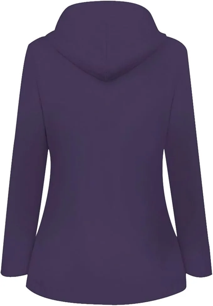 NEW Drepurja Coats for Women Winter Warm Long Sleeve Fuzzy Fleece Jackets Zip Up Hoodies Sherpa Lined Thermal Jacket, Purple, Sz XL