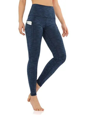 New with tags! ODODOS Power Flex Yoga Pants Tummy Control Workout 4 Way Stretch Yoga with pockets in Spacedye Navy, Sz L! Retails $80 