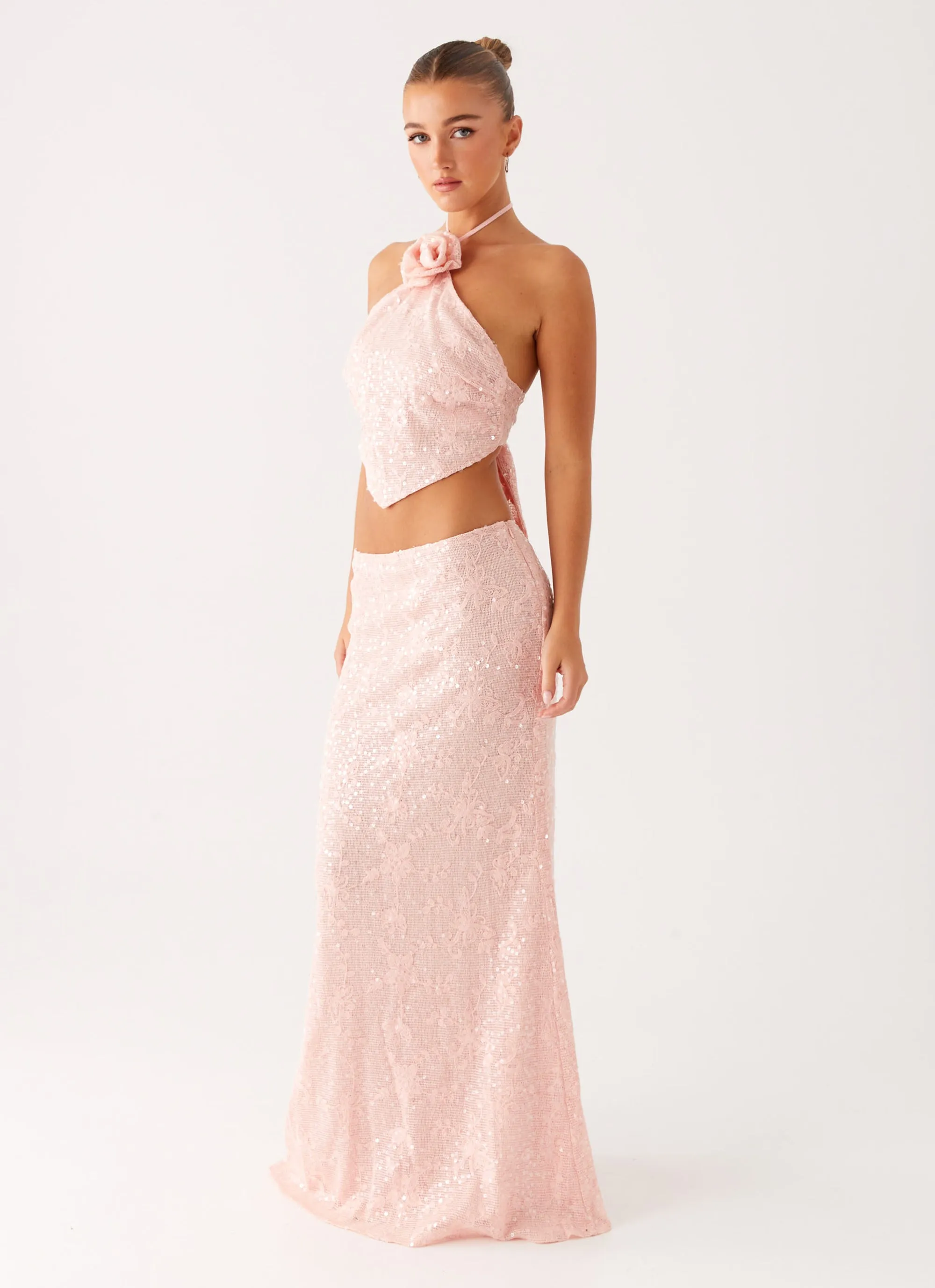 Nico Sequin Maxi Skirt - Pink Daily Fashion Graceful Look