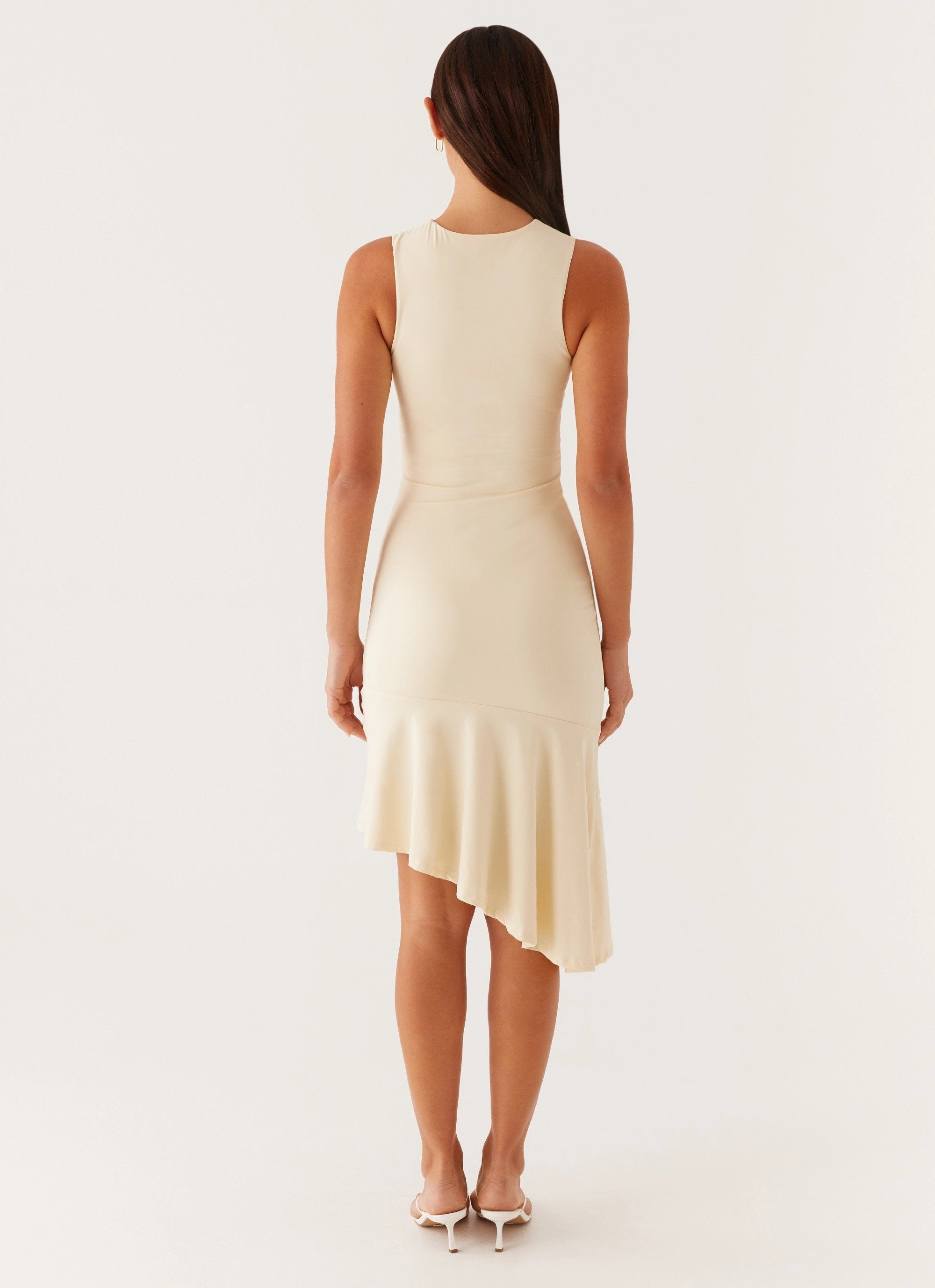 Niya Ruched Midi Dress - Pastel Yellow Layering Piece