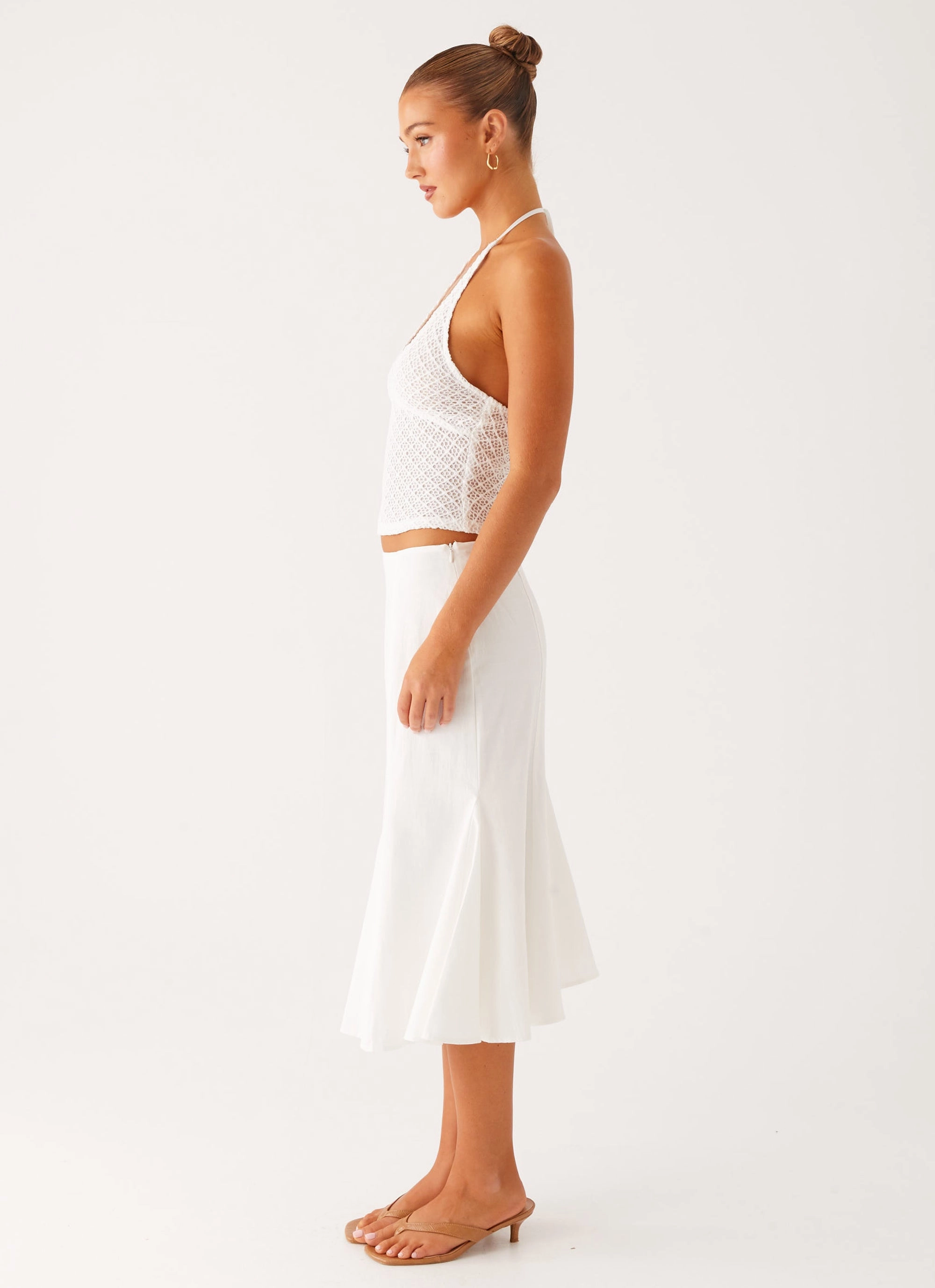 Olive Midi Skirt - Ivory Secure Cuff Design Timeless Appeal