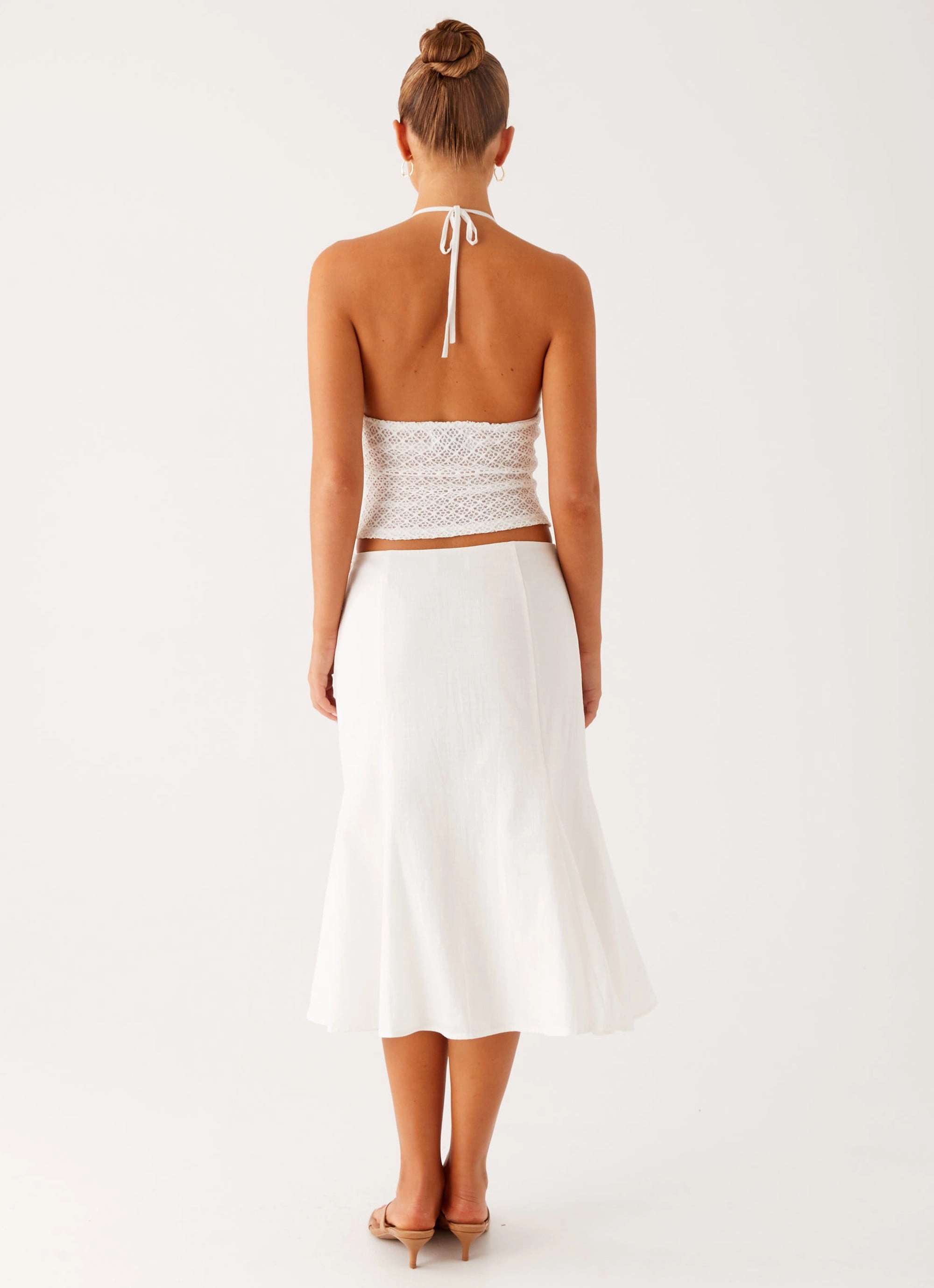 Casual Fit Olive Midi Skirt - Ivory