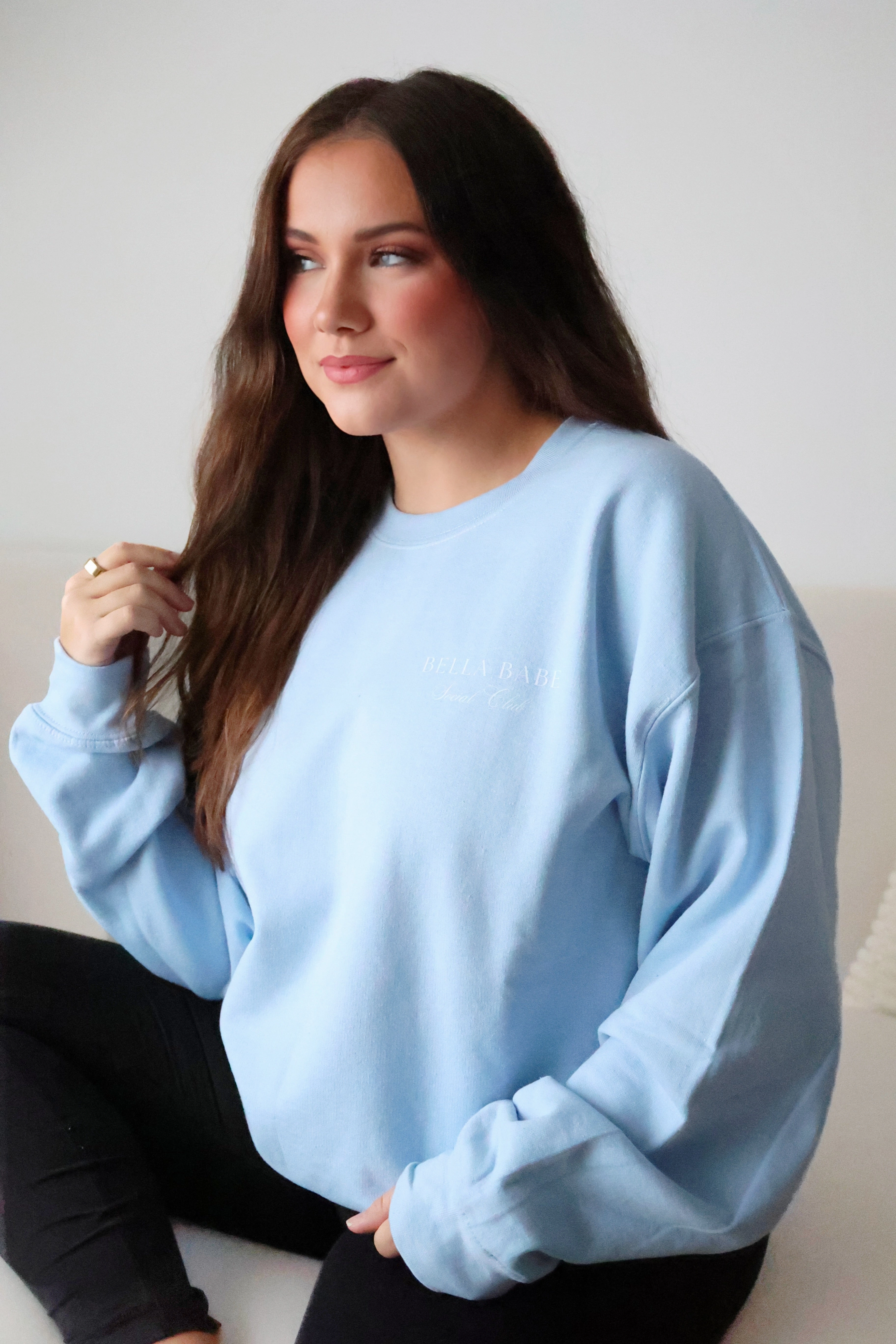 Soft Knit FlexibleRibbedTrims Bella Babe Social Club Sweatshirt(FINAL SALE)