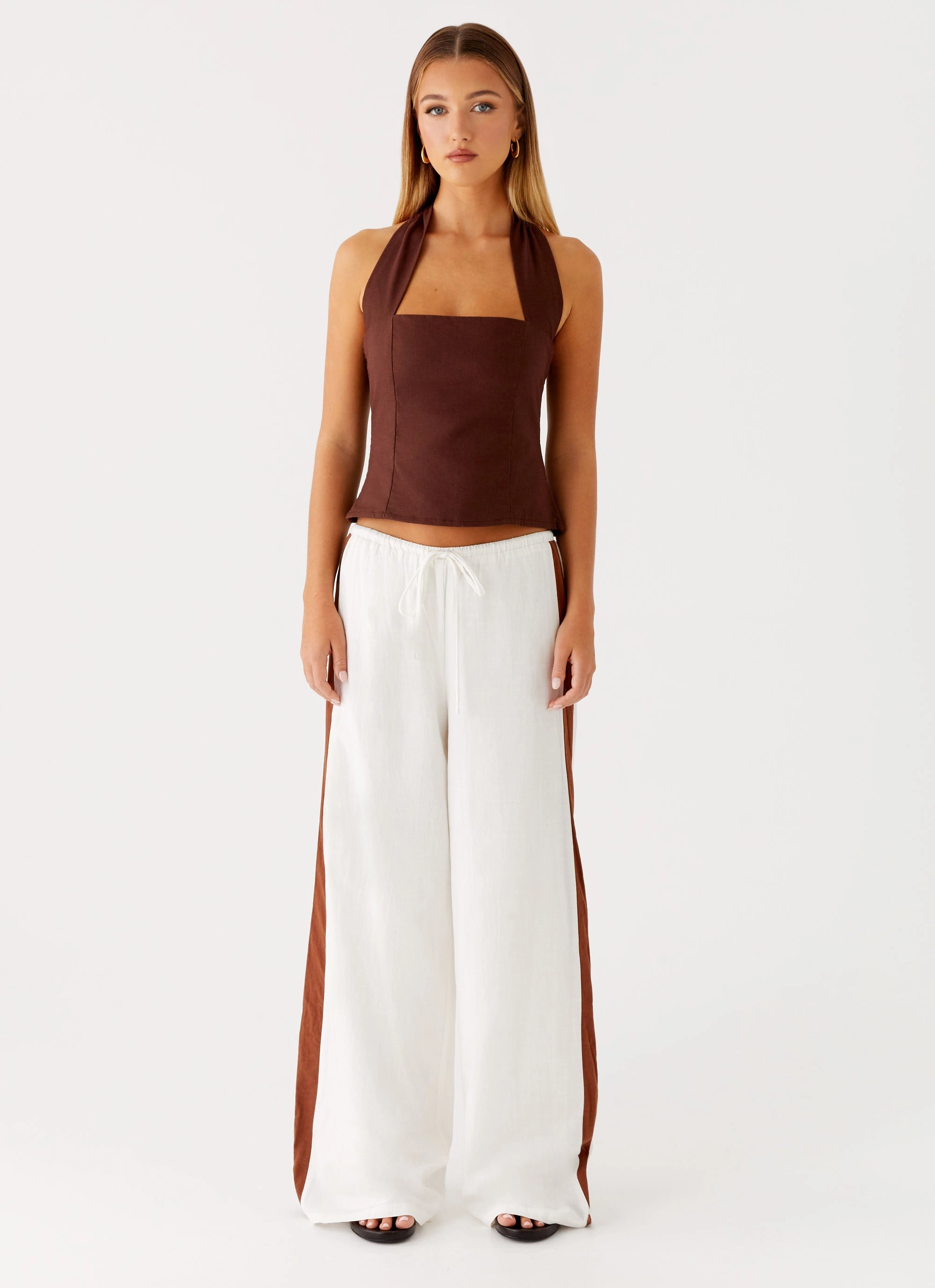 Sunflare Linen Halter Top - Chocolate ErgonomicSleeves