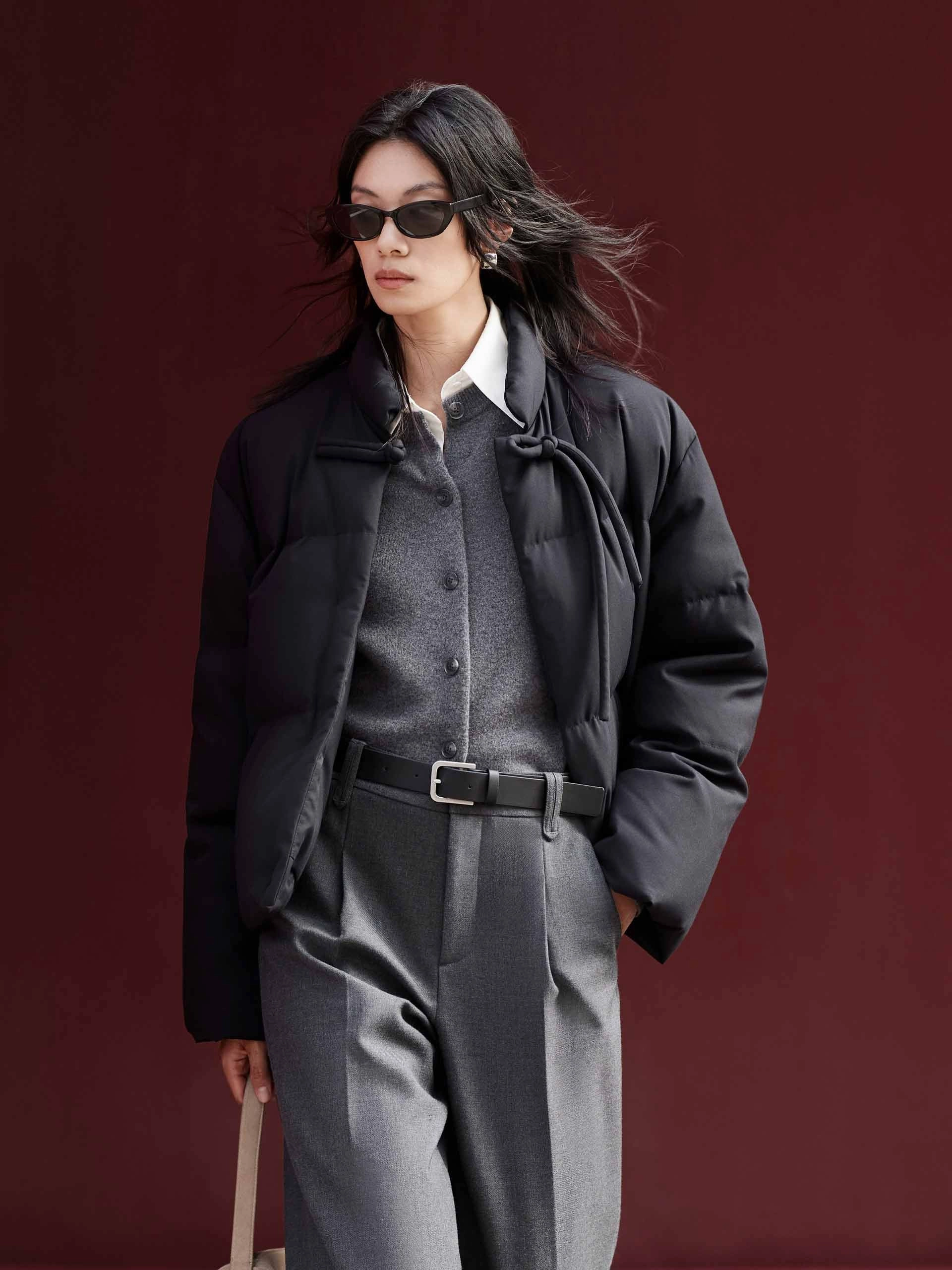 Clean Edge Piece Cheongsam Buckle Down Jacket