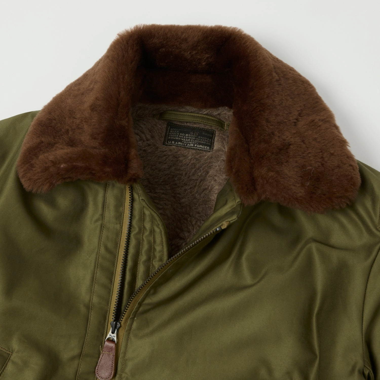 Fashion Use Glove Friendly Cuff Design Buzz Rickson's 'Rough Wear Clothing Co' B-15 Flight Jacket - Olive Drab