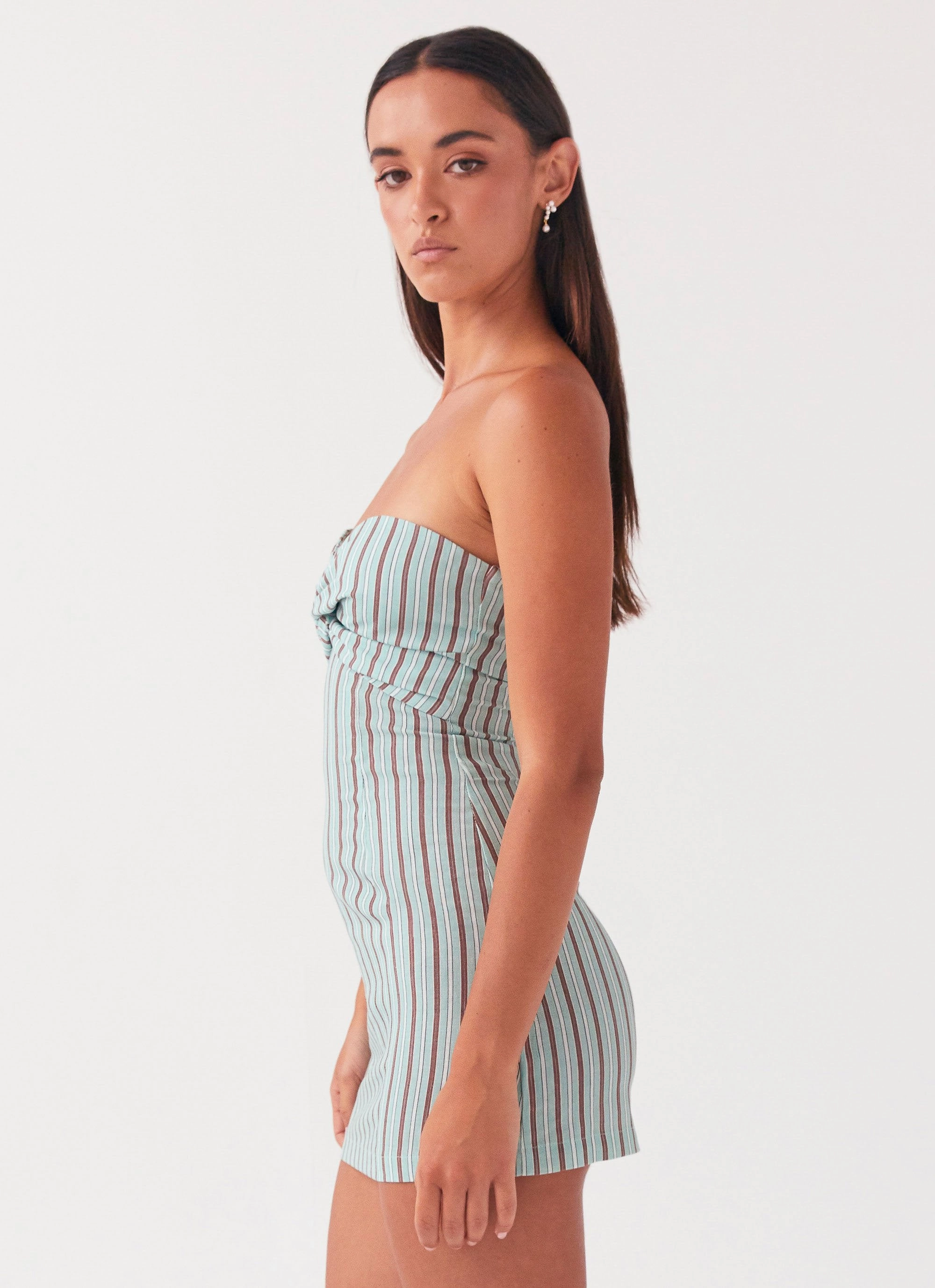 Noline Linen Mini Dress - Coastal Stripe Lounge Outfit