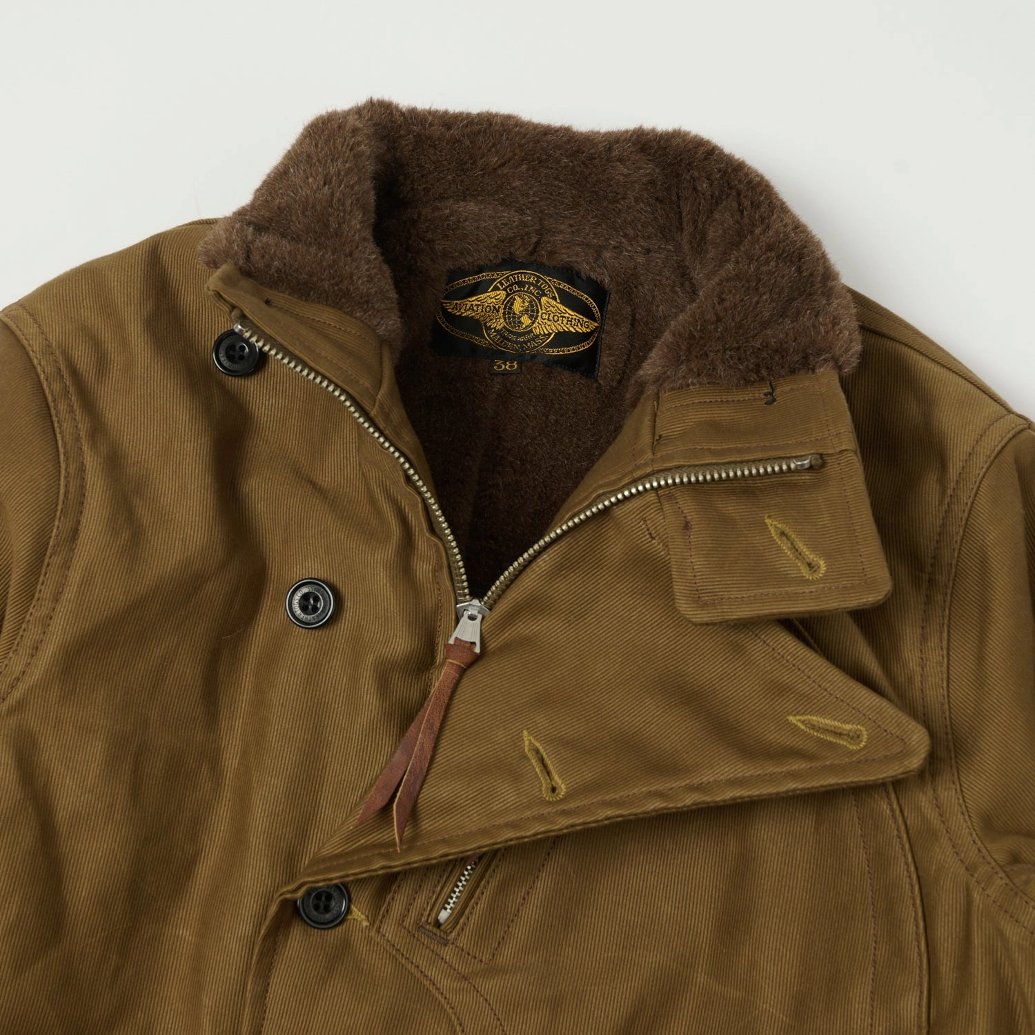 Freewheelers & Co 'Winter Aviators' Jacket - Sepia Brown Anti Static Treatment elastic waistband