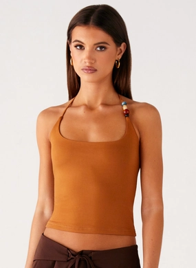 Drop Shoulder Cut QuickDryConstruction Palm Beach Top - Tan