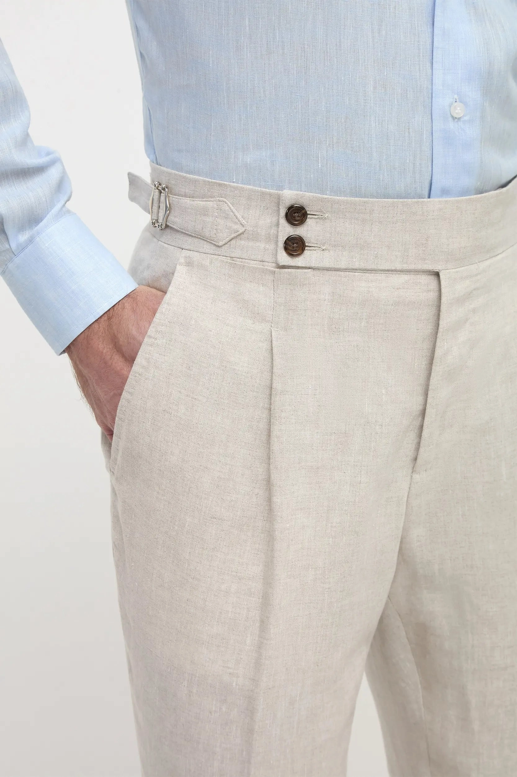 Adventure Ready Soft Touch Beige linen Soragna trousers  - Made in Italy