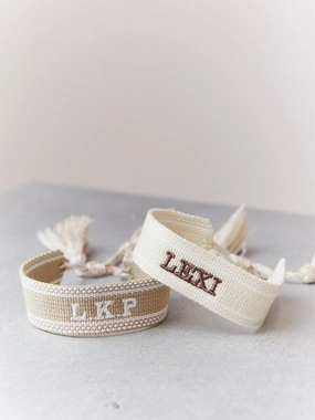 Santorini Pack Of Two Personalised Ivory And Mocha Bracelets Tear Resistant