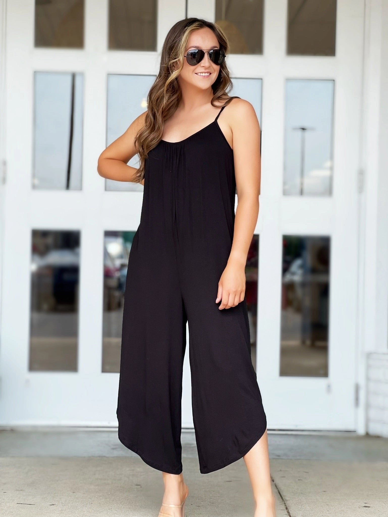 Double Stitched Seams ContrastStitching The Flared Jumpsuit - Black