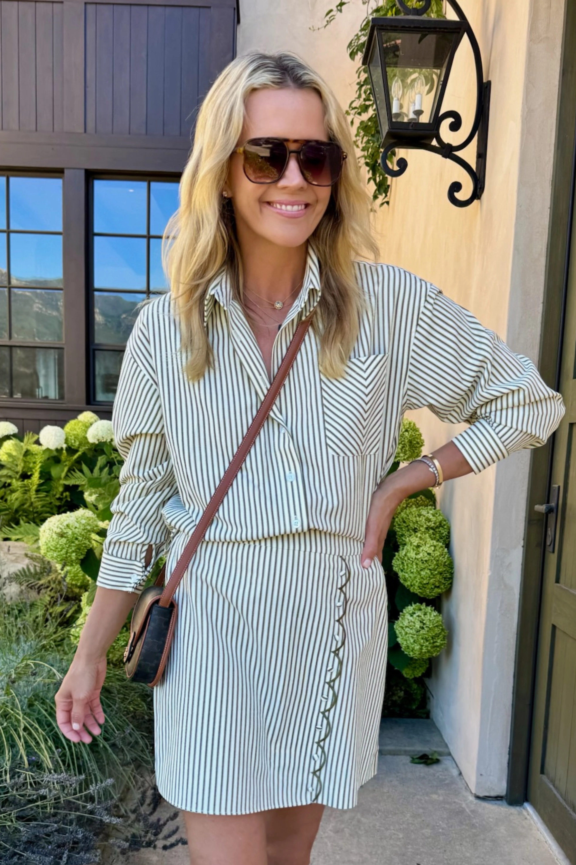 StretchFit Design AntiPill Surface MASONS DAUGHTER | the Boyfriend Shirt, Olive & Ivory Striped