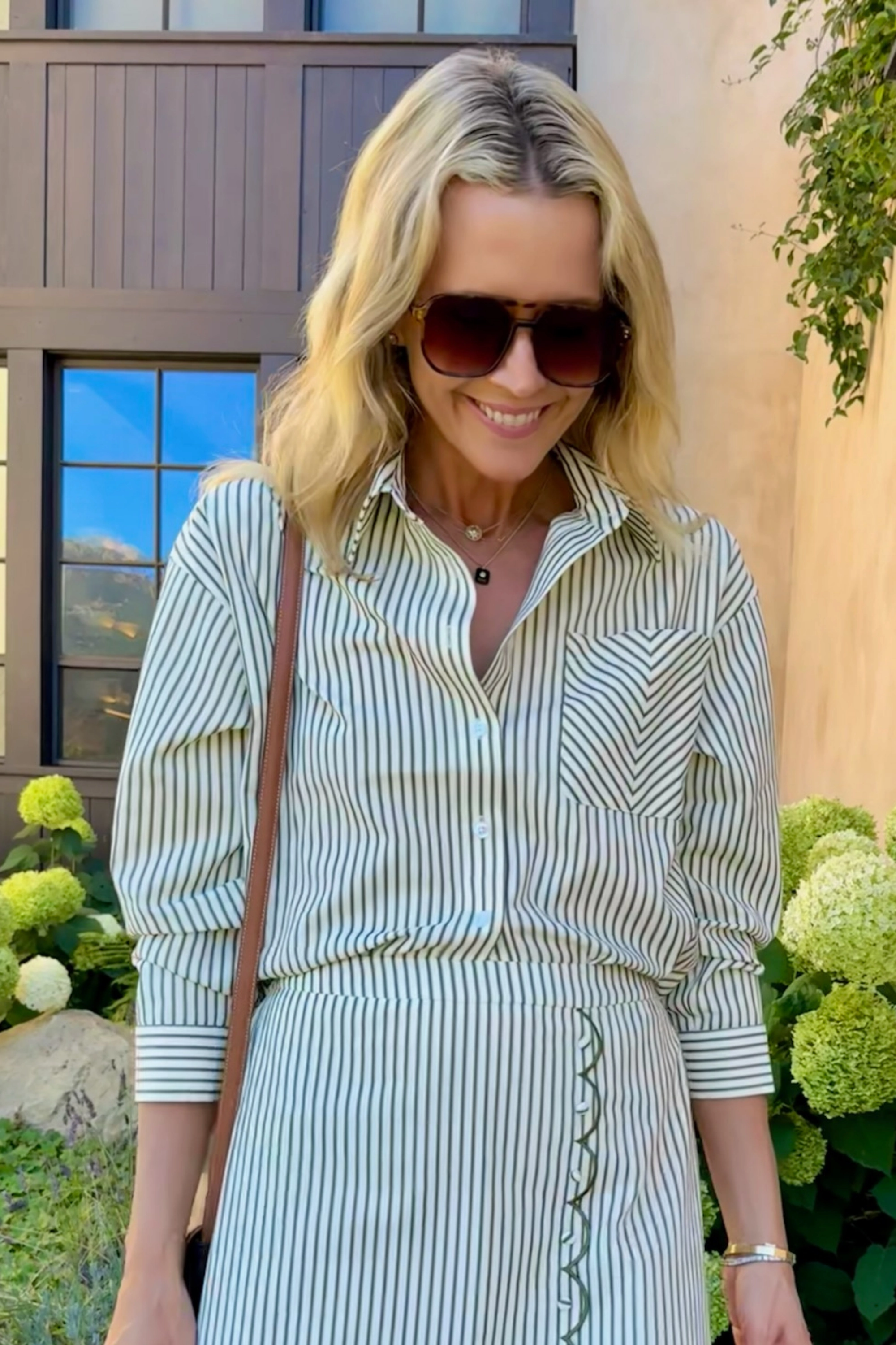 MASONS DAUGHTER | the Boyfriend Shirt, Olive & Ivory Striped ribbed texture Stretchable Blend