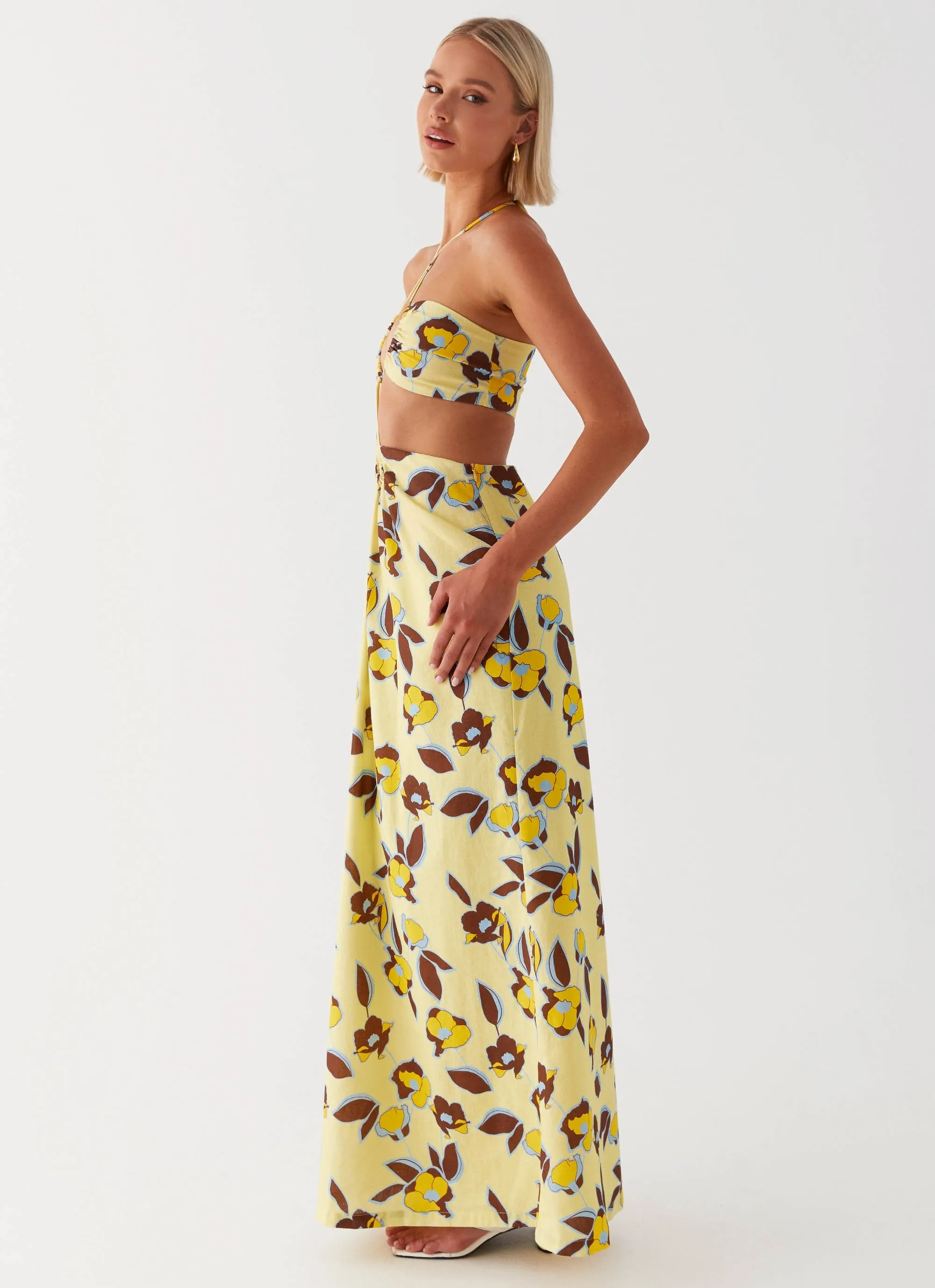 Nora Linen Maxi Dress - Primrose Odor Control Fabric
