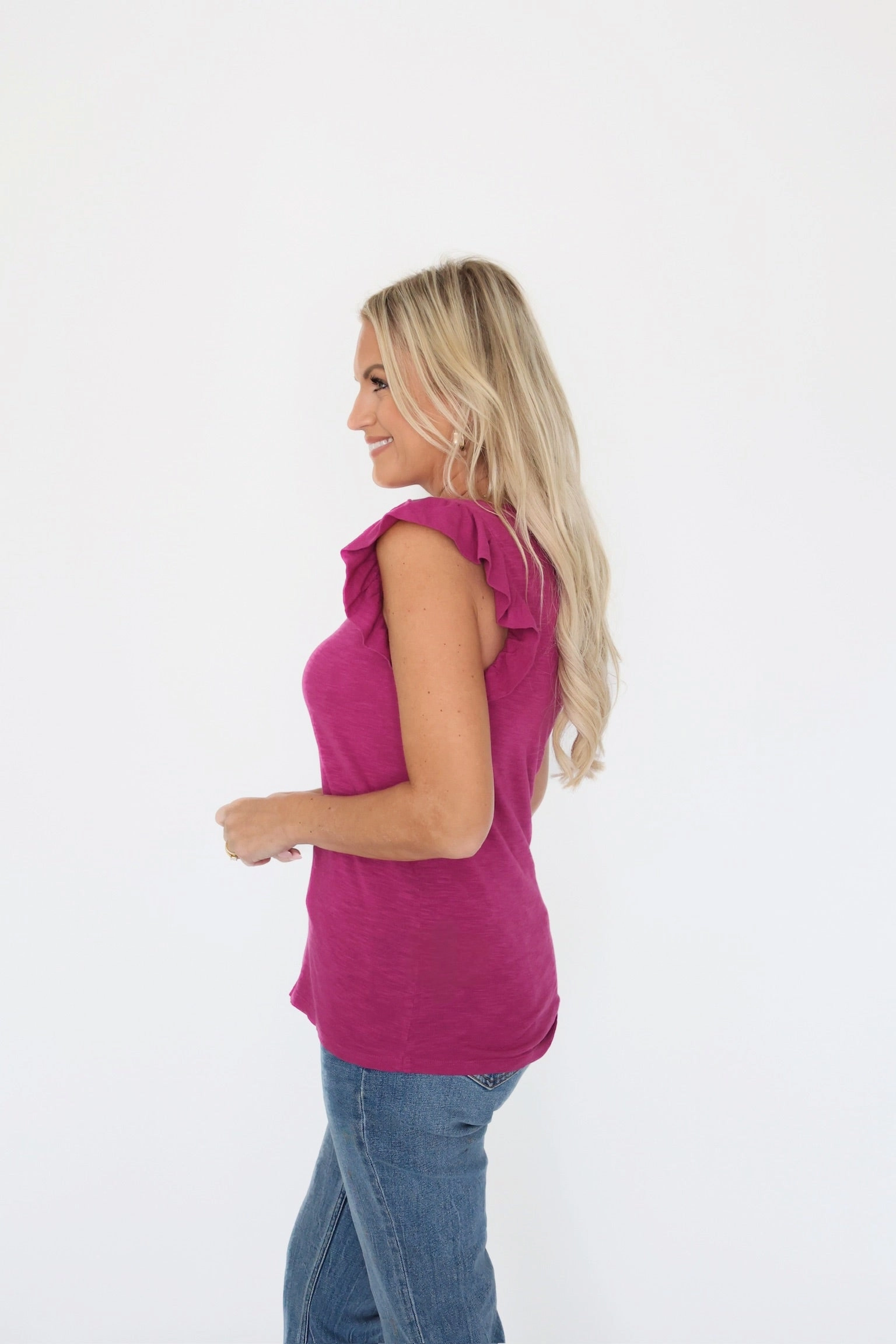 DurableZipper OdorResistantFinish North Ruffle Tank - Orchid