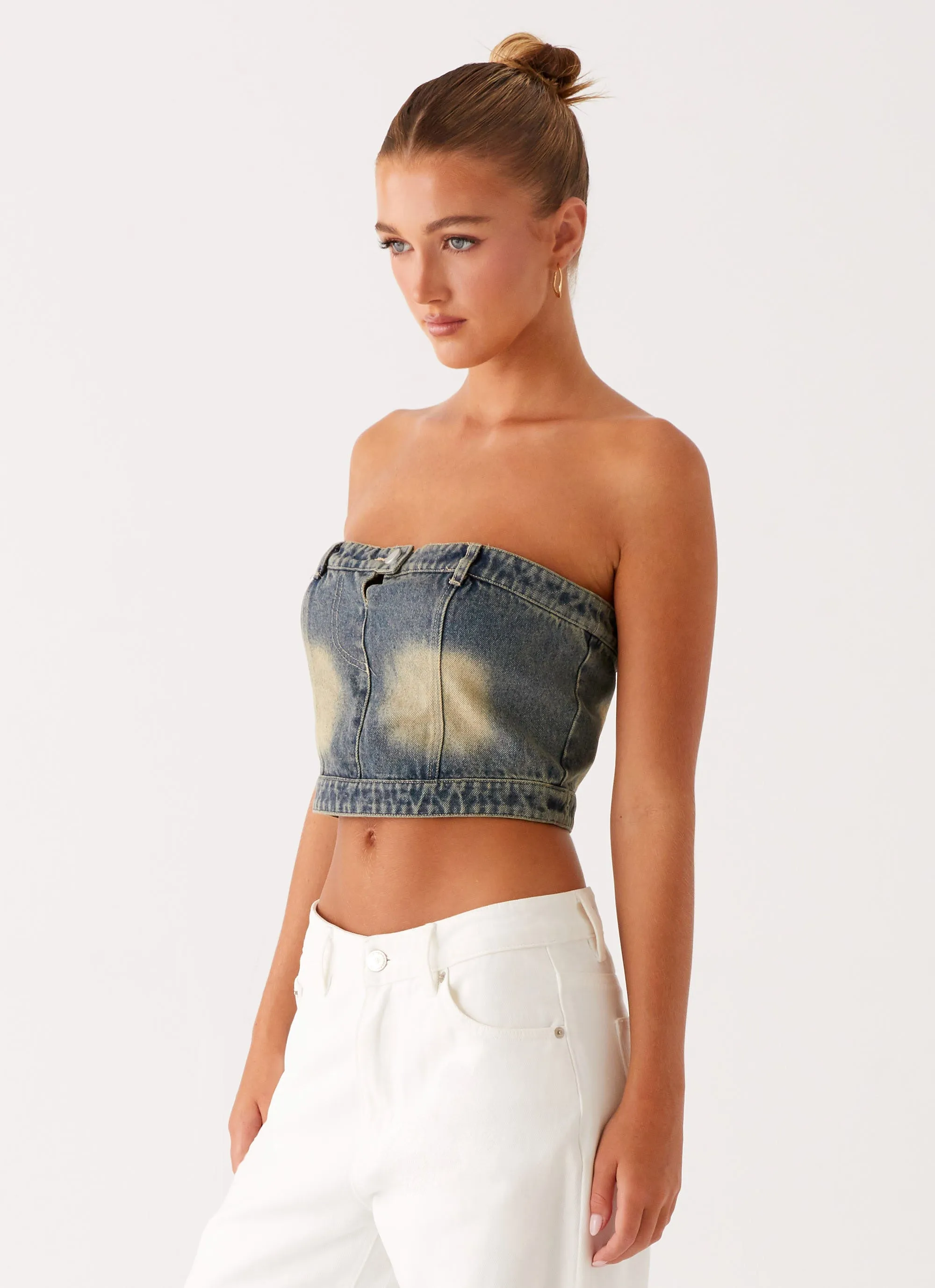 LayeredStyling Not Like Us Denim Top - Vintage