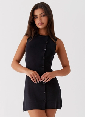 Not One Time Knit Mini Dress - Black vacation look Perfect Waist