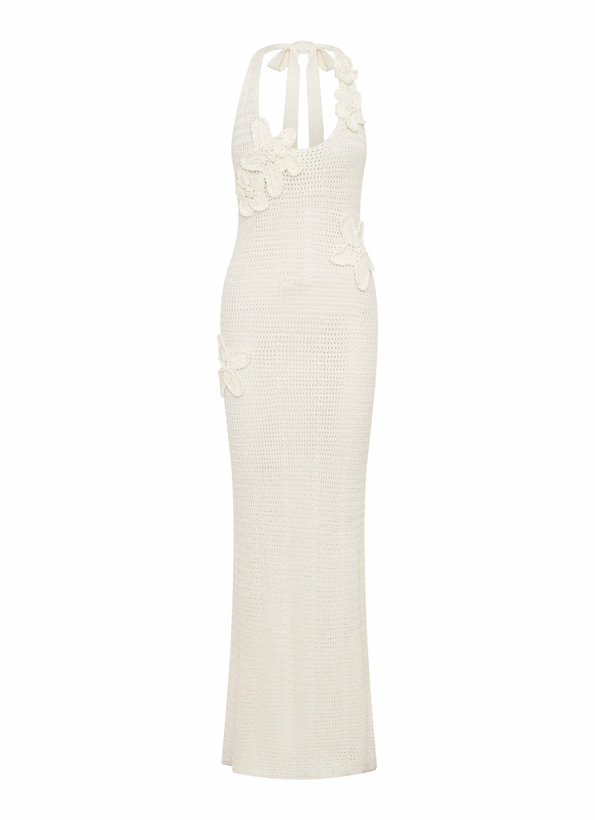 Perfect Layering Smocked-Detail Novalee Flower Crochet Maxi Dress - Ivory