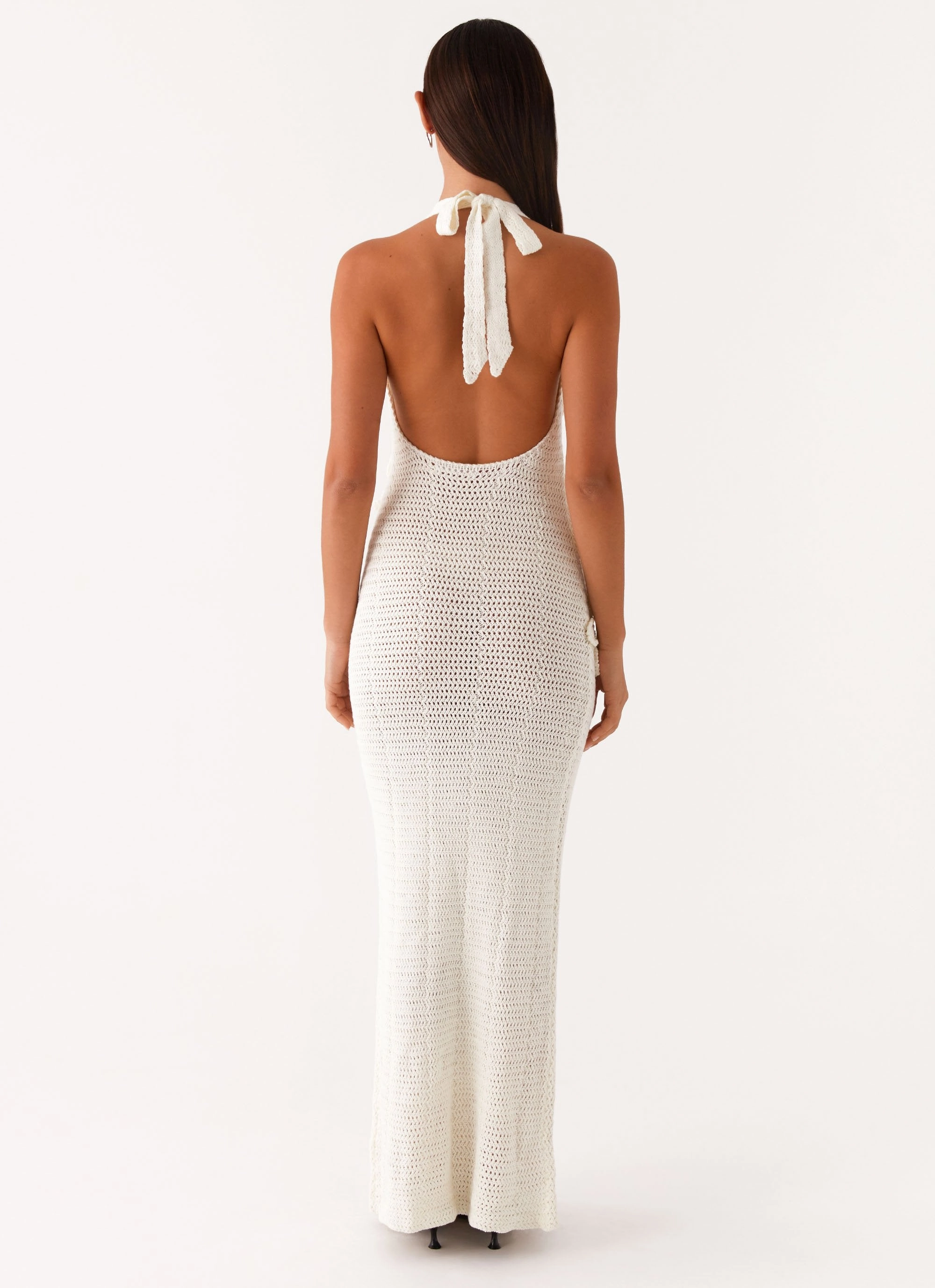 Novalee Flower Crochet Maxi Dress - Ivory Refined Stitch