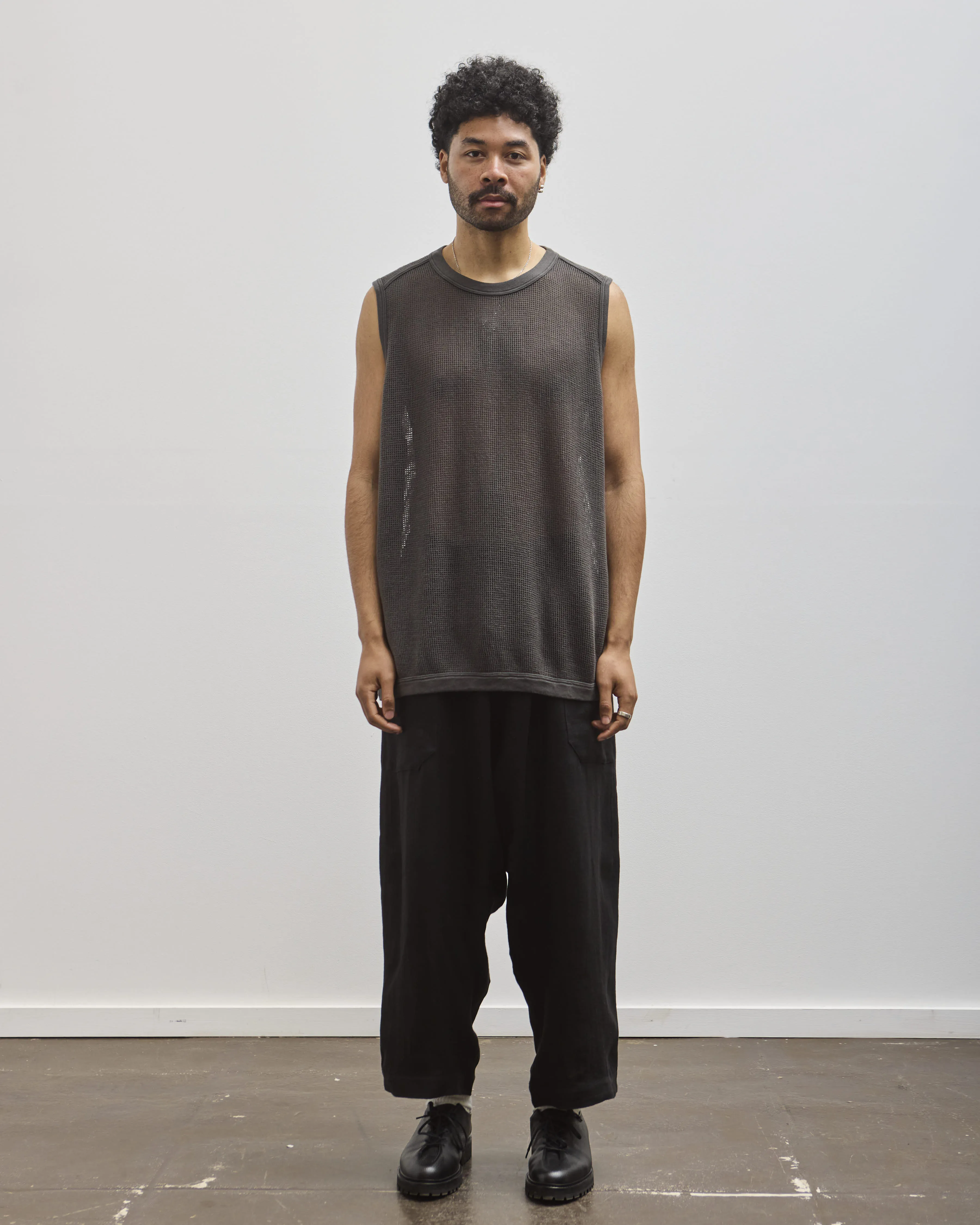 O-Project Sleeveless Tee, Off Black Mesh