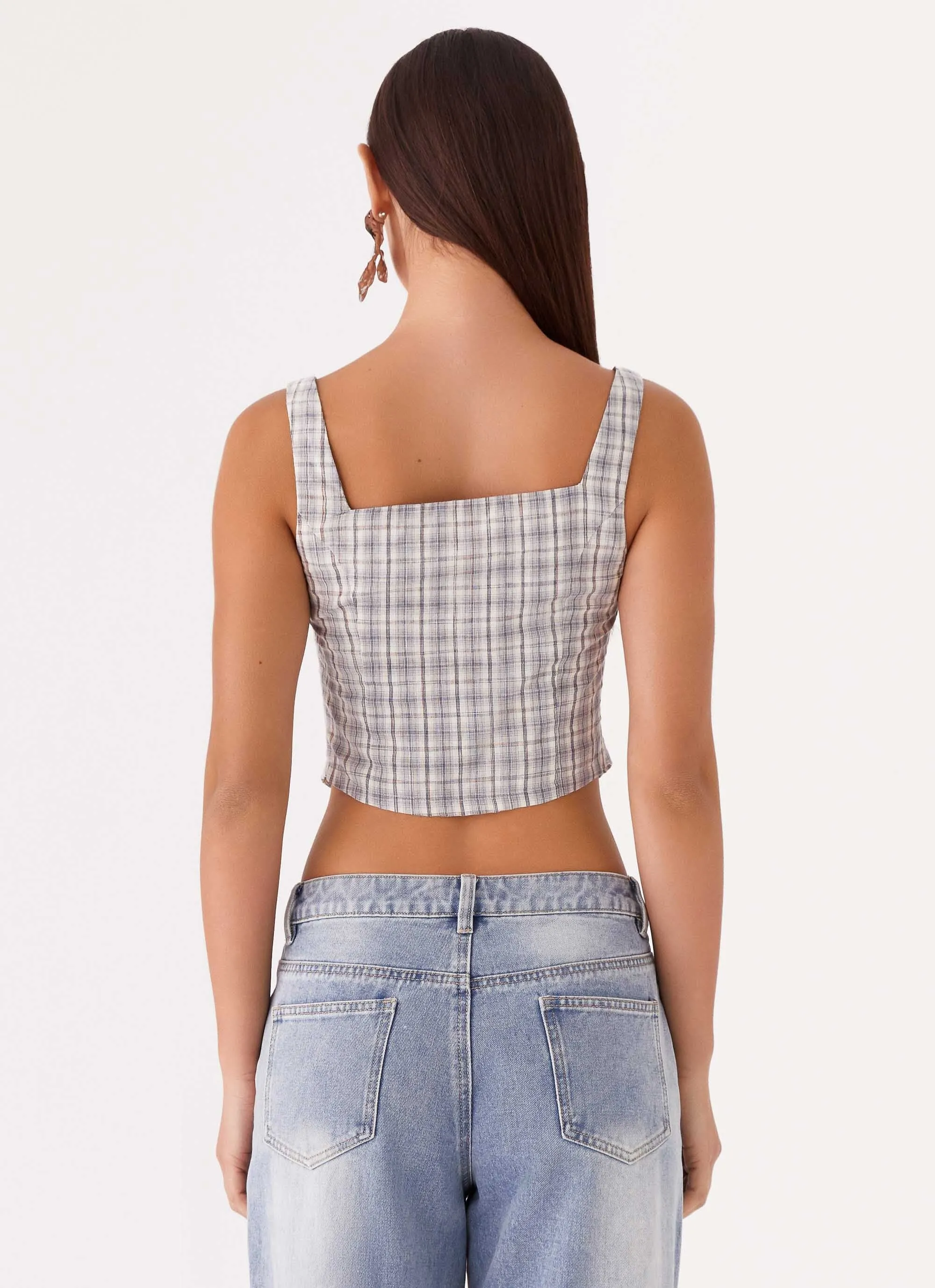 Oasis Dreams Tie Top - Check Smooth Stitching