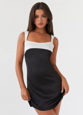 Cool Simplicity Clean Tone Odette Satin Mini Dress - Onyx