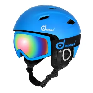 Odoland Ski Helmet with Ski Goggles, Multi-Options Snowboard Helmet and Goggles Set for Men Women Youth and Kids, ASTM Safety Certificated, Blue, Large
