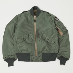 NoiseReduciting Fabric Buzz Rickson's L-2B 'Skyline' Light Weight Flight Jacket - Olive