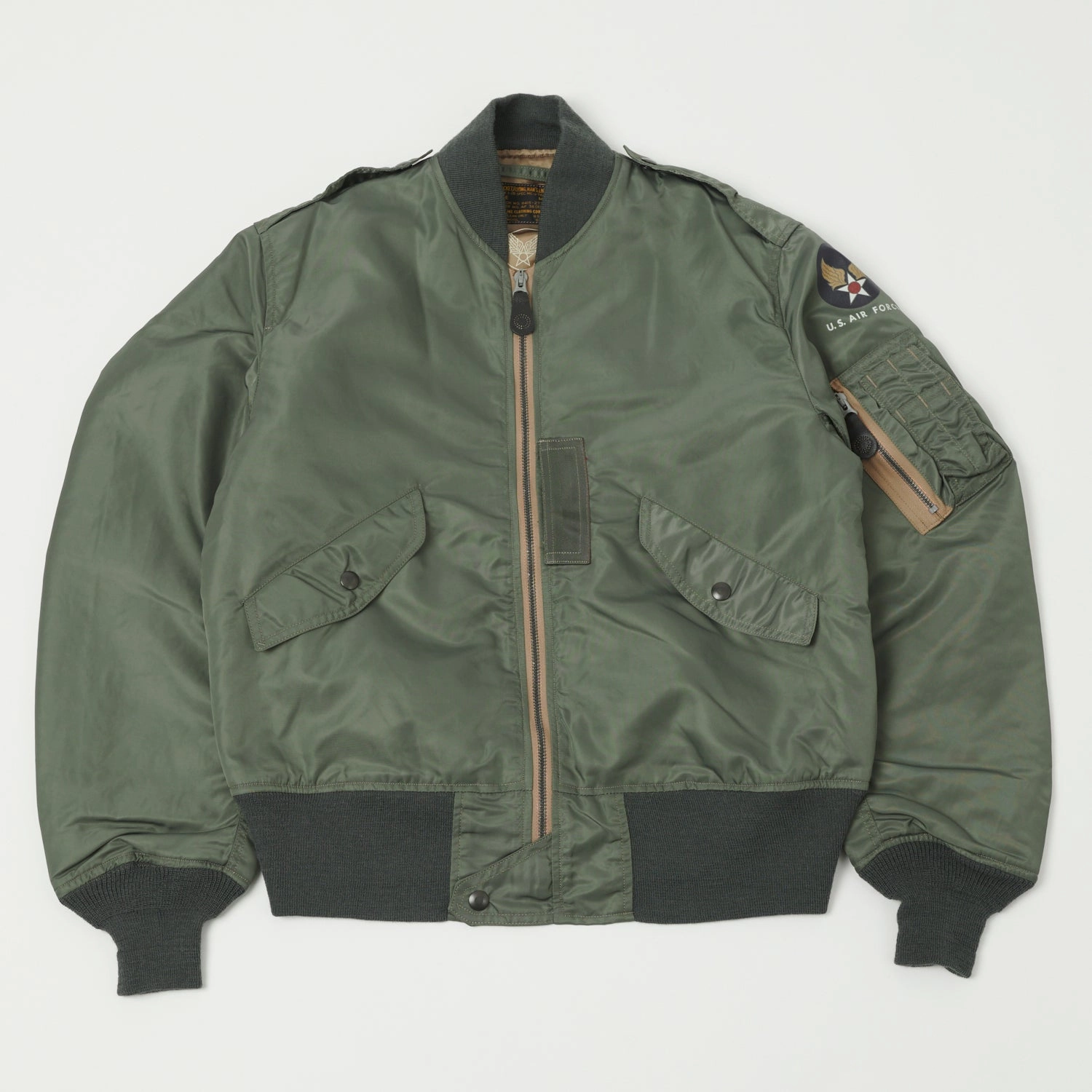 NoiseReduciting Fabric Buzz Rickson's L-2B 'Skyline' Light Weight Flight Jacket - Olive