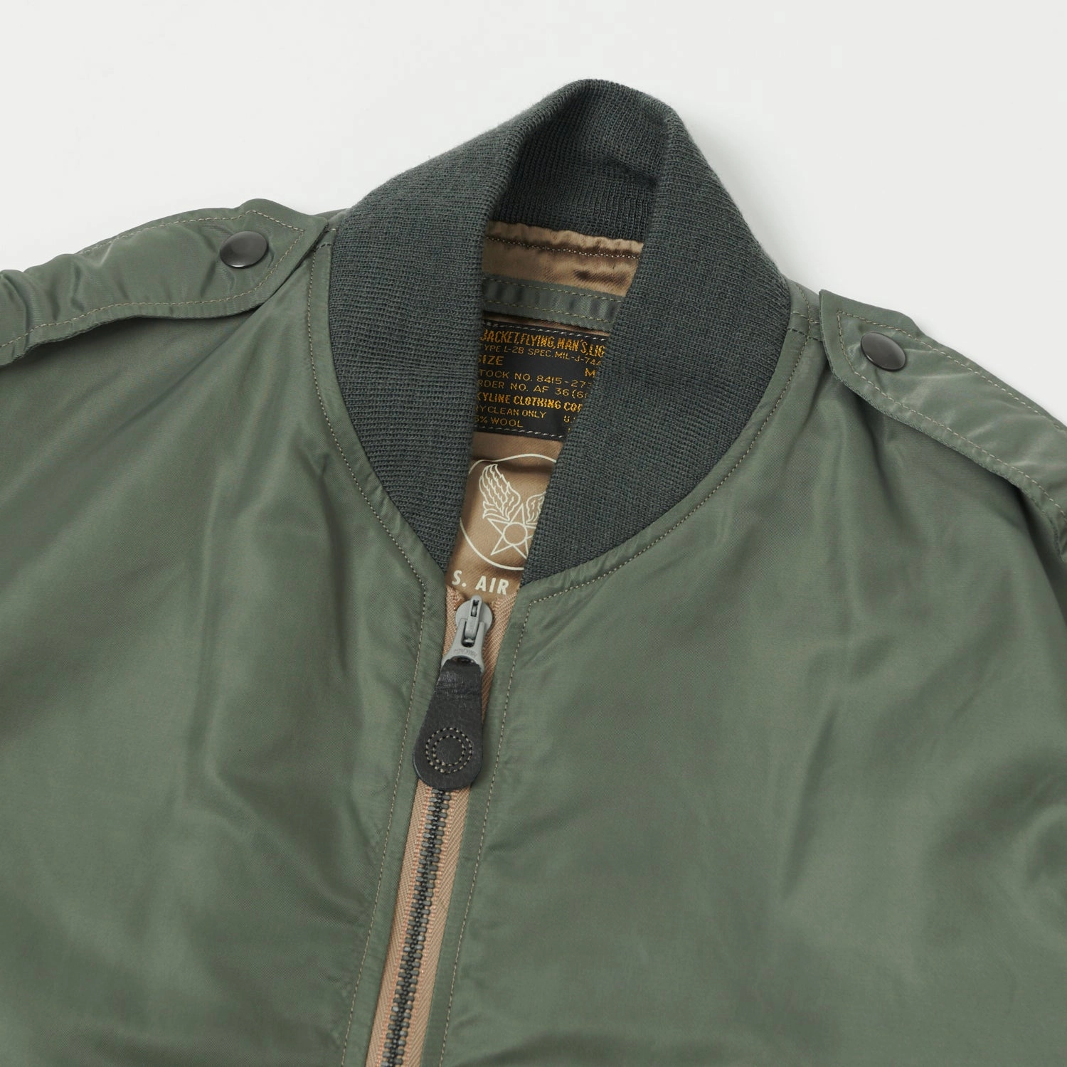 Buzz Rickson's L-2B 'Skyline' Light Weight Flight Jacket - Olive Double Buttons GlowInTheDarkAccents