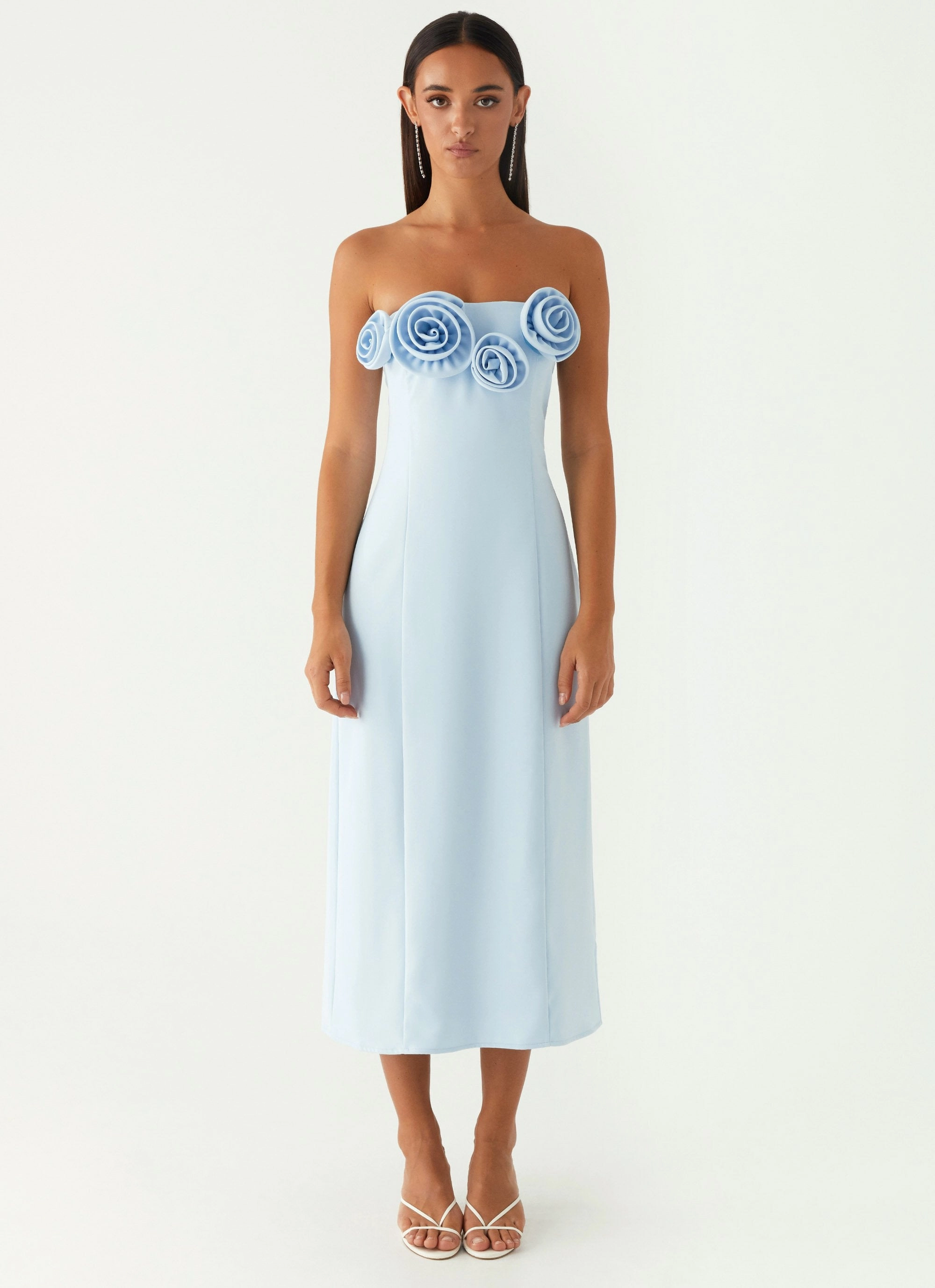 Love Blend Patsie Strapless Midi Dress - Blue