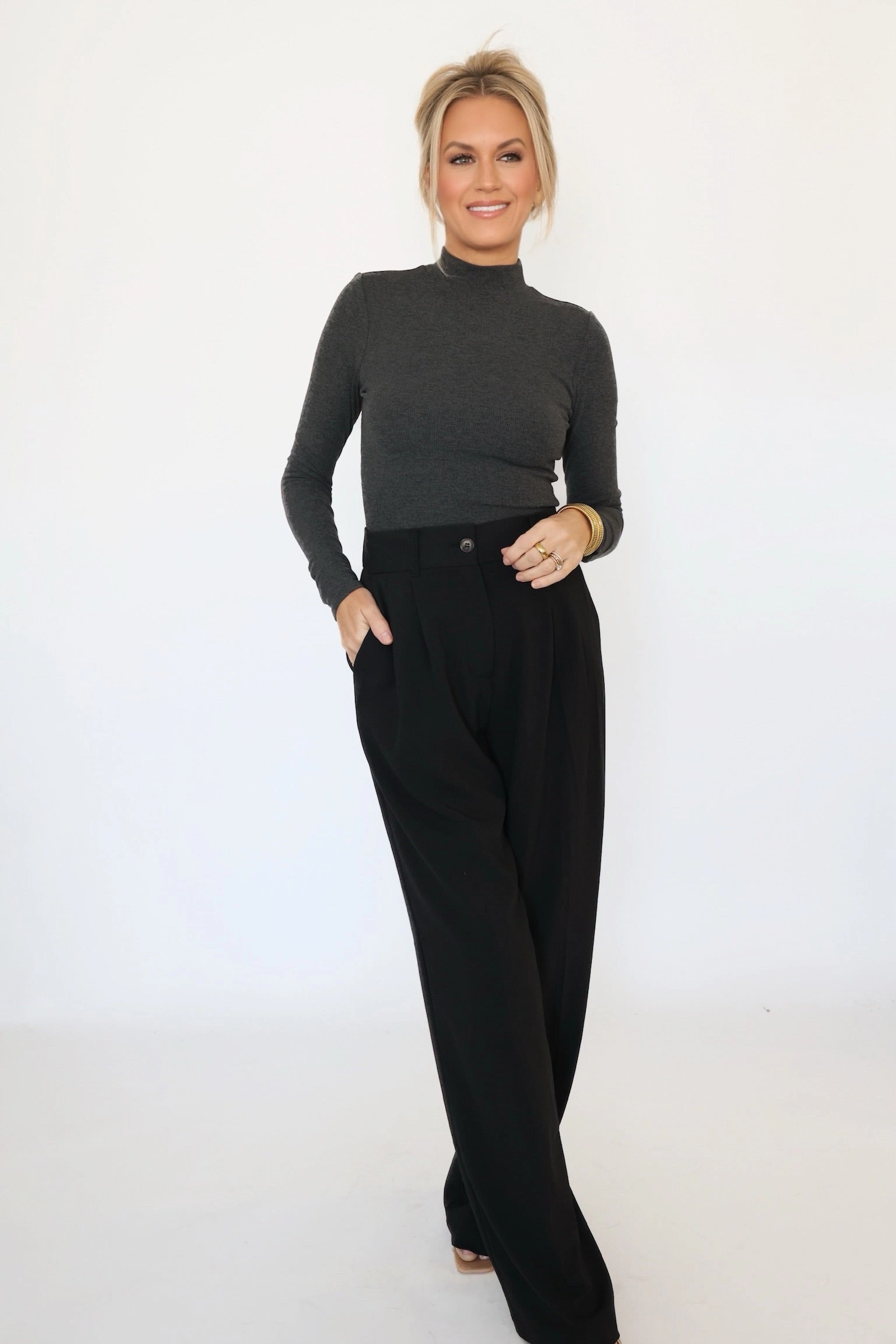 Ronan Top - Charcoal (FINAL SALE) High Visibility Trim StretchKnit